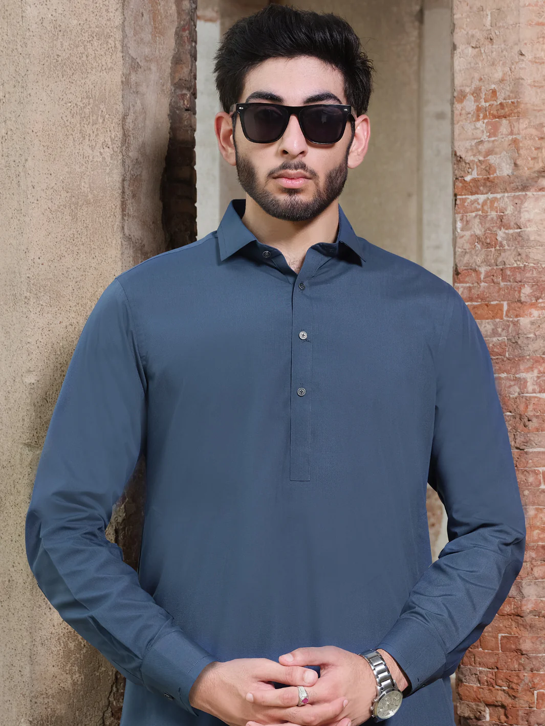 Blue Blended Kameez Shalwar - ALWA-KS-197 - Image 3