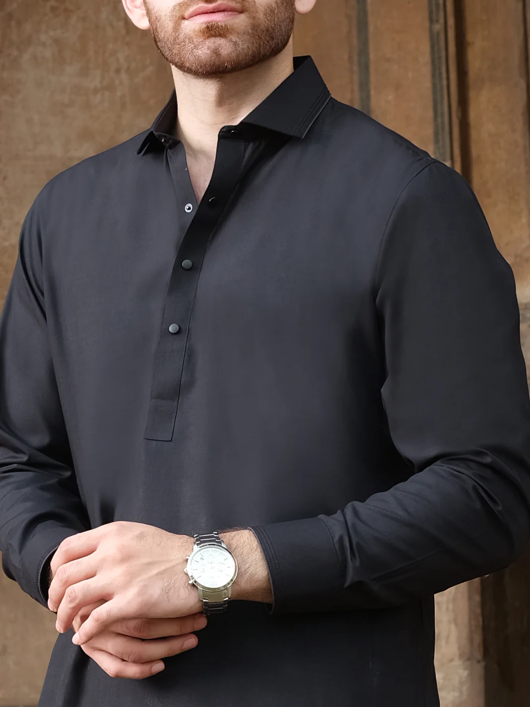 Black Blended Kameez Shalwar - ALWA-KS-198 - Image 2