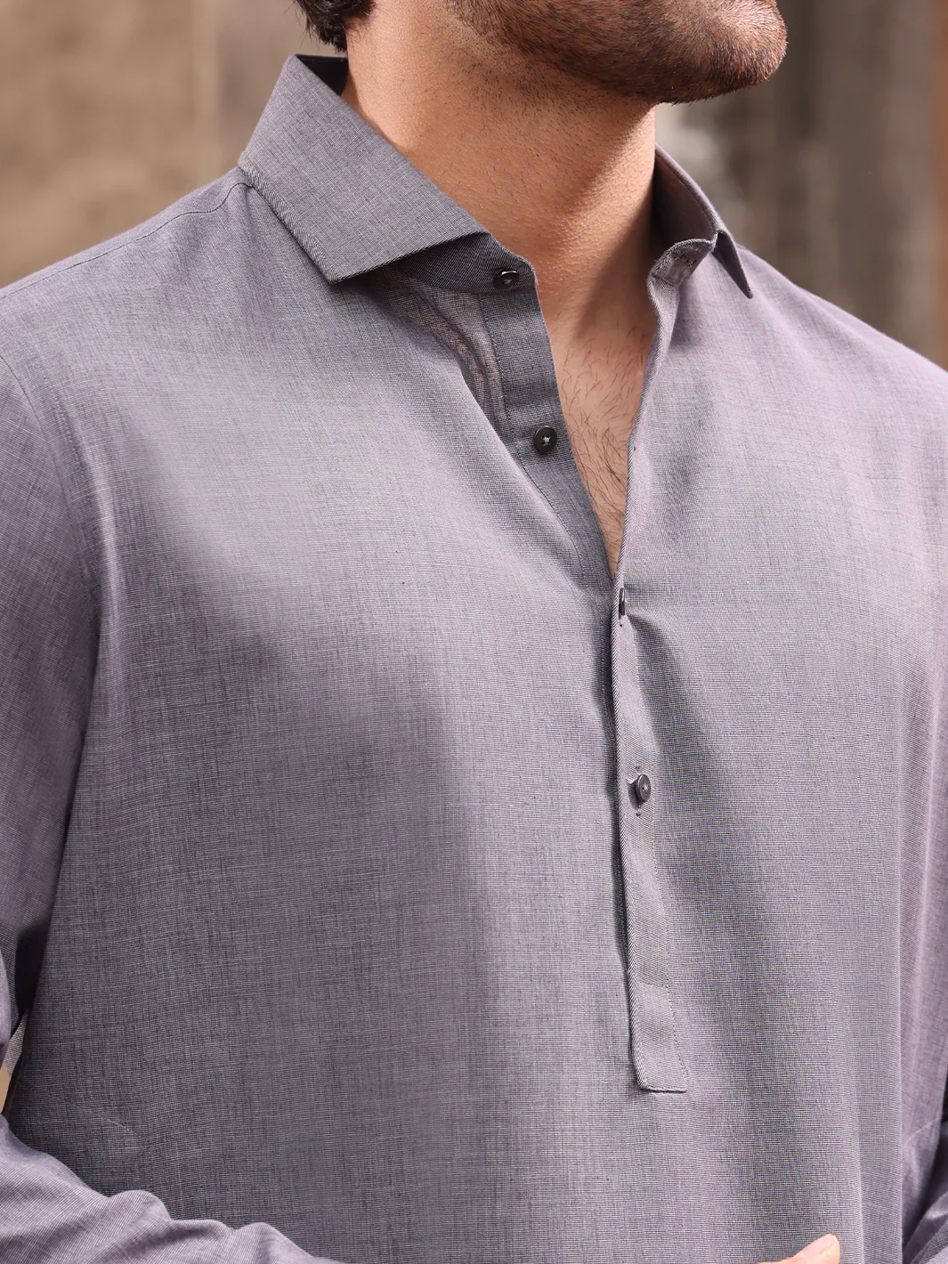 Grey Blended Kameez Shalwar - ALWA-KS-213 - Image 3