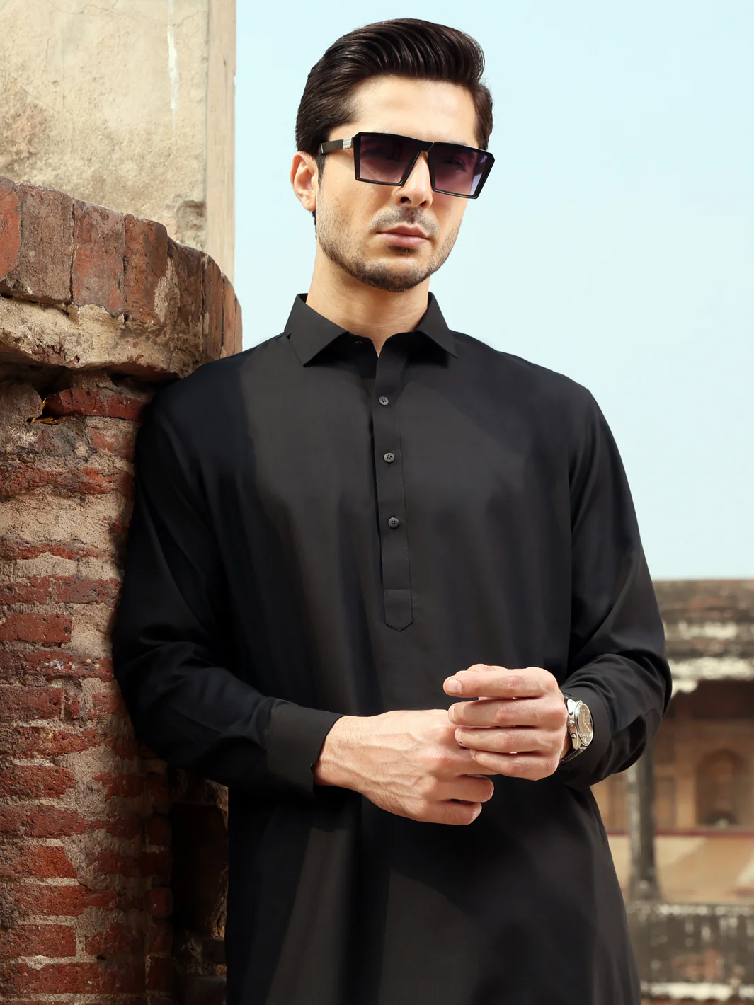 Black Blended Kameez Shalwar - ALWA-KS-234 - Image 2