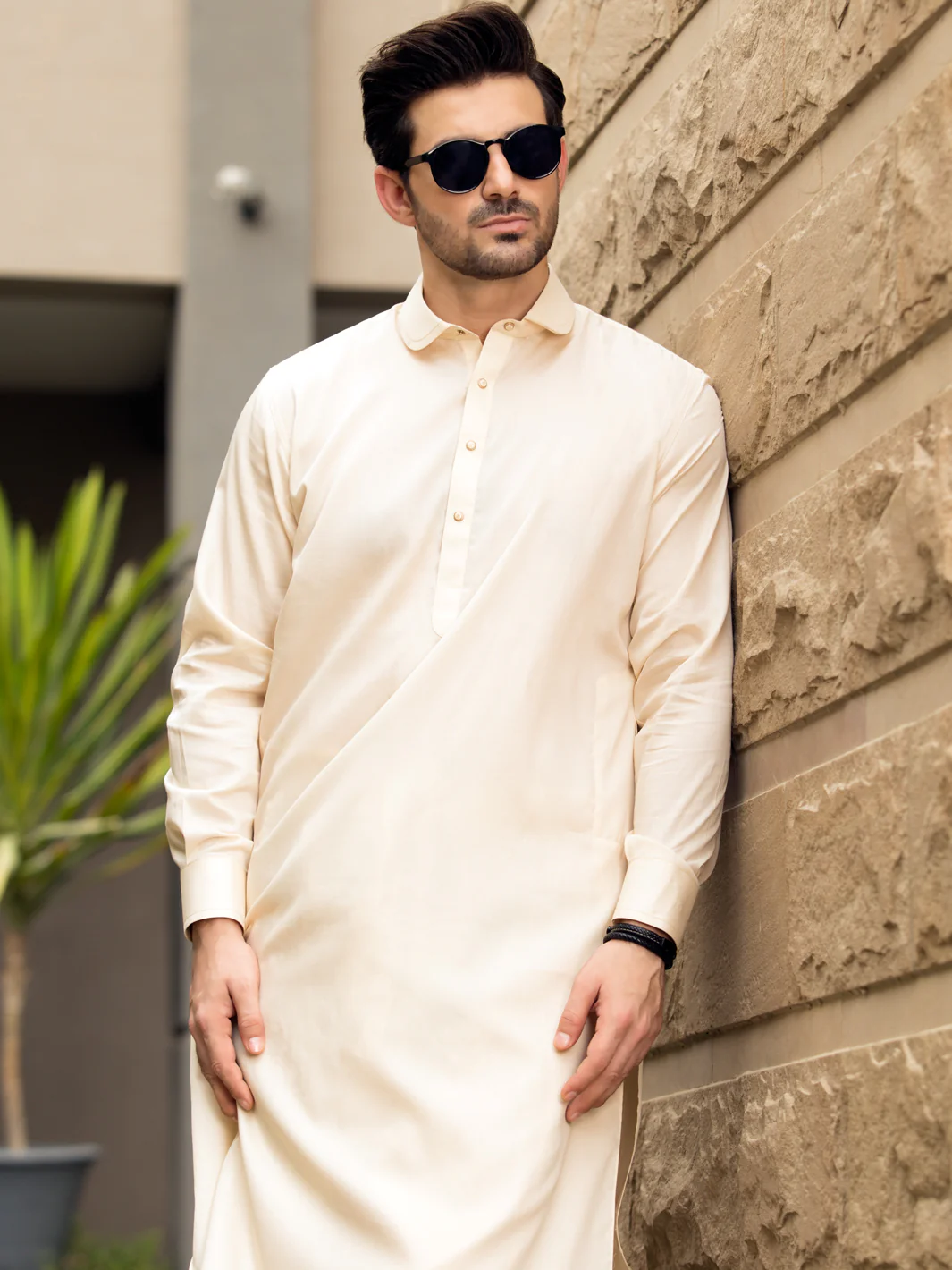 Off White Blended Kameez Shalwar - ALWA-KS-244 - Image 2