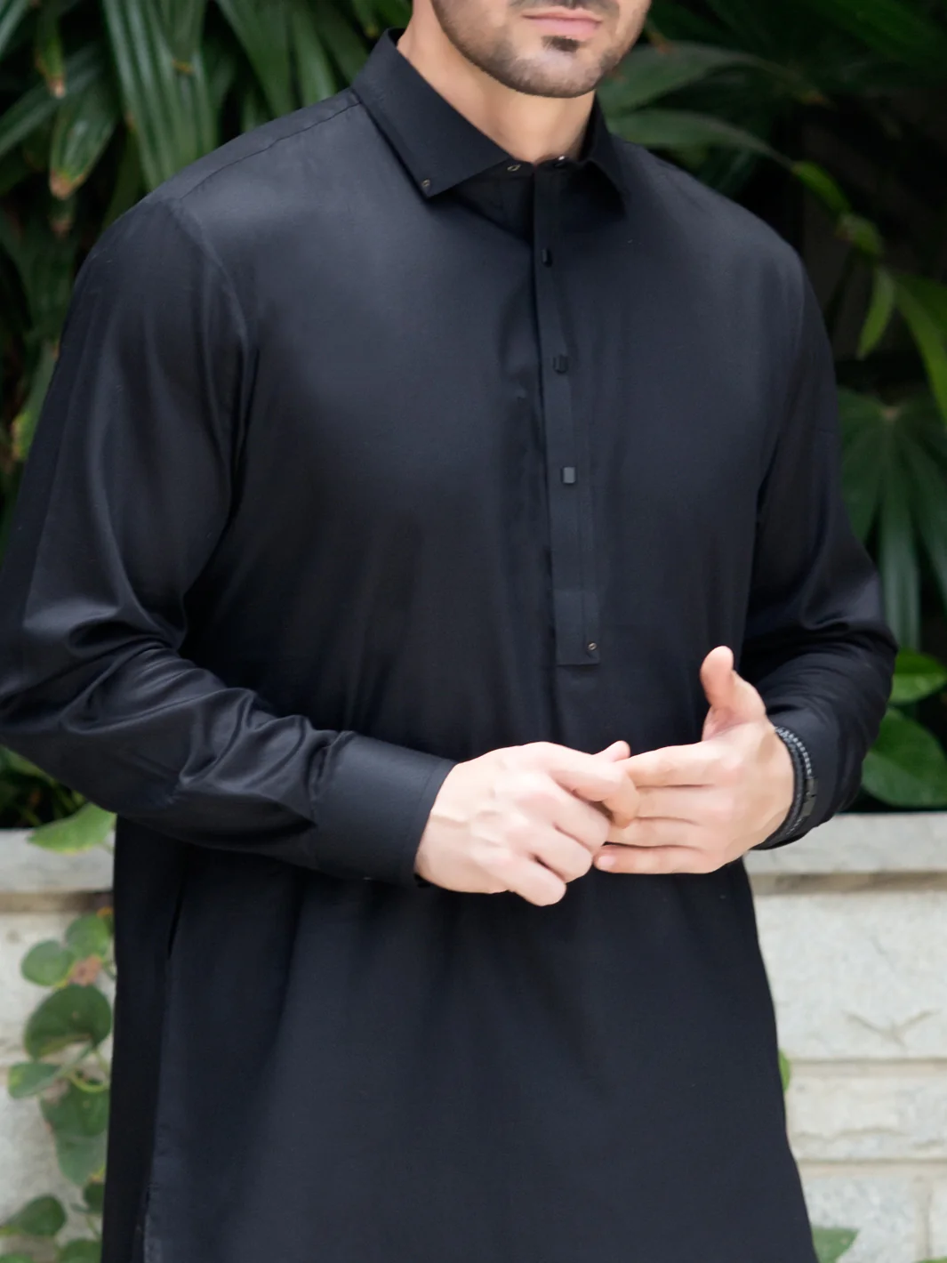 Black Blended Kameez Shalwar - ALWA-KS-246 - Image 3