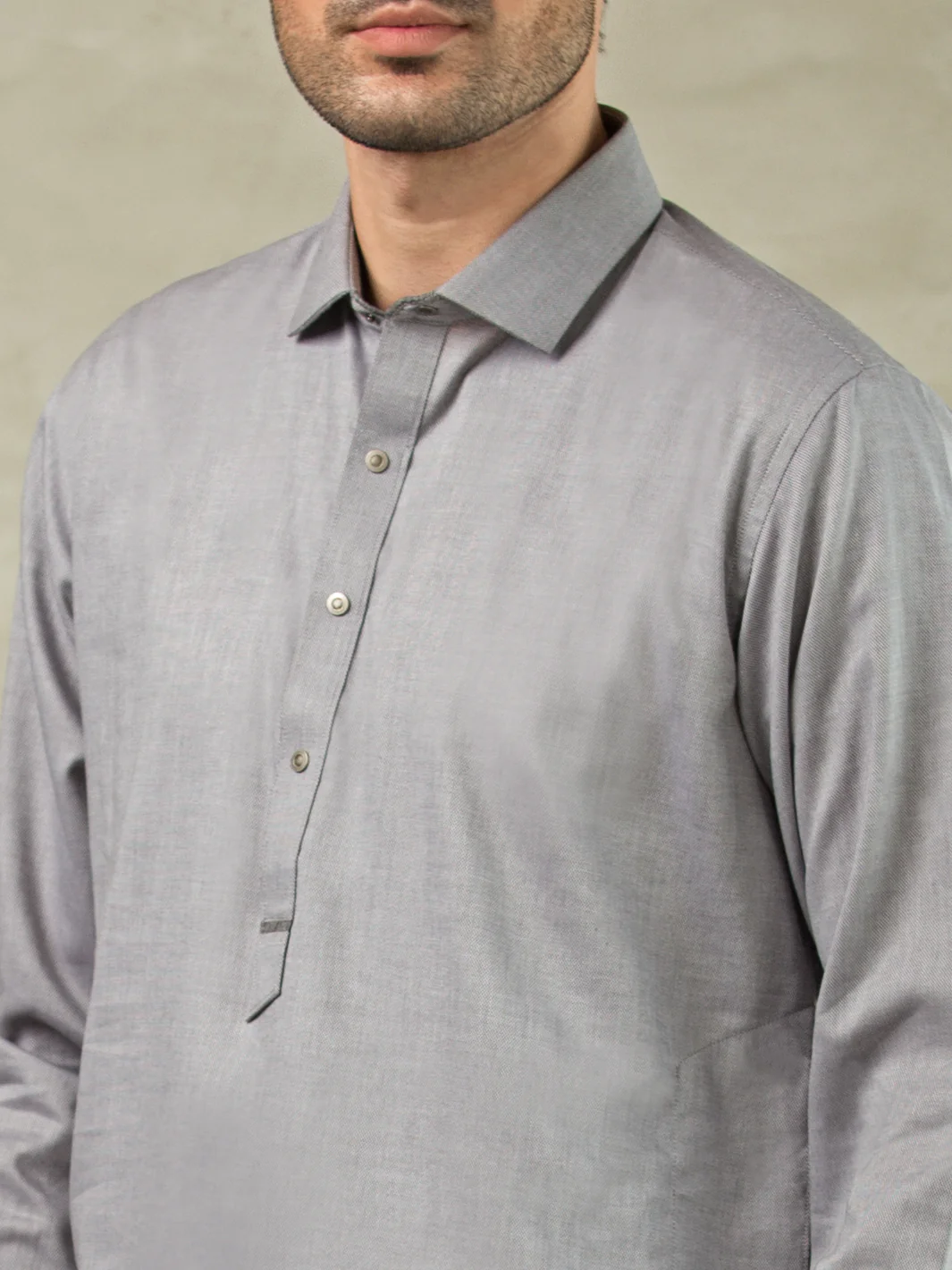 Light Grey Blended Kameez Shalwar - ALWA-KS-251 - Image 2
