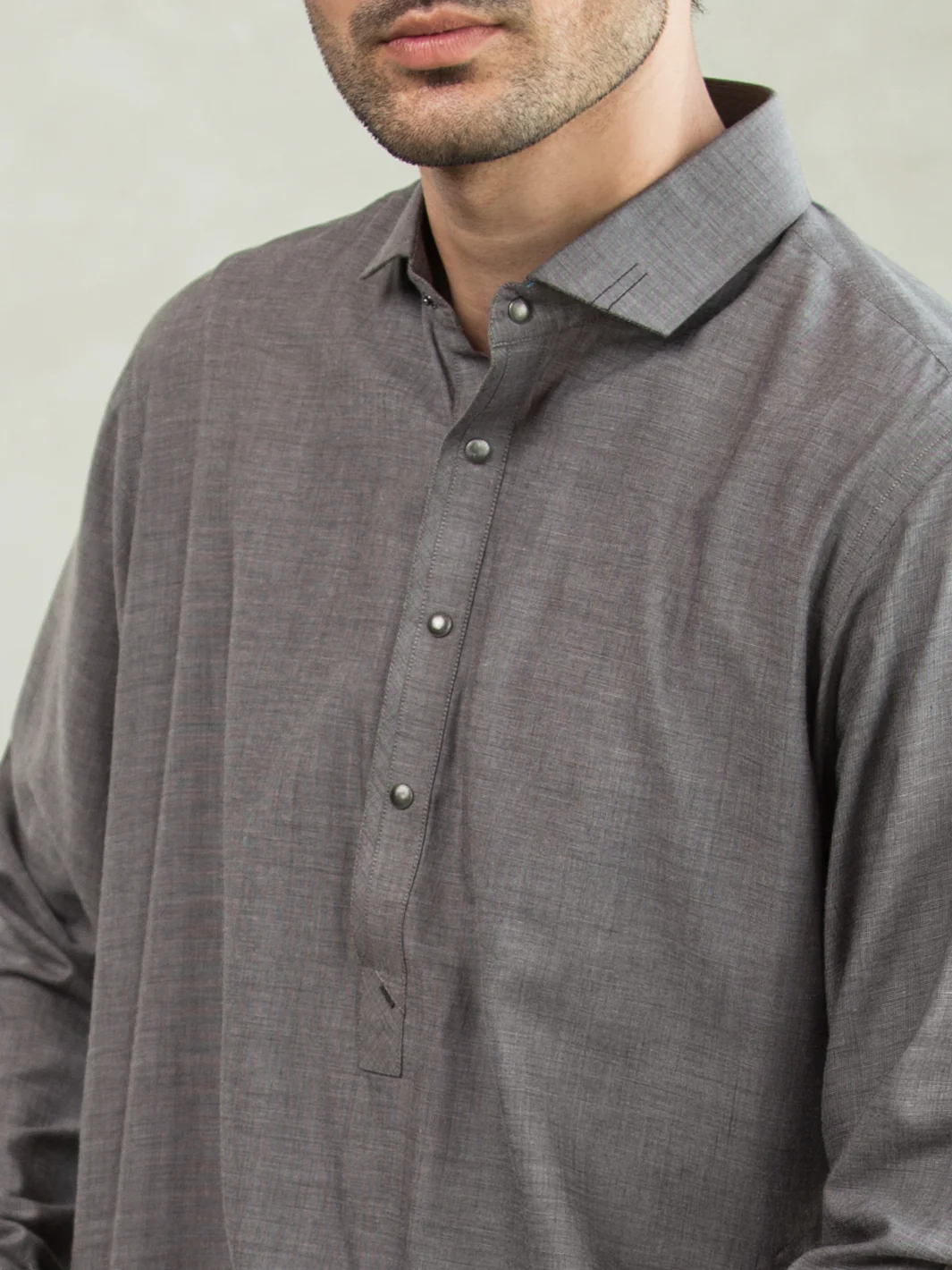 Light Grey Blended Kameez Shalwar - ALWA-KS-256 - Image 3