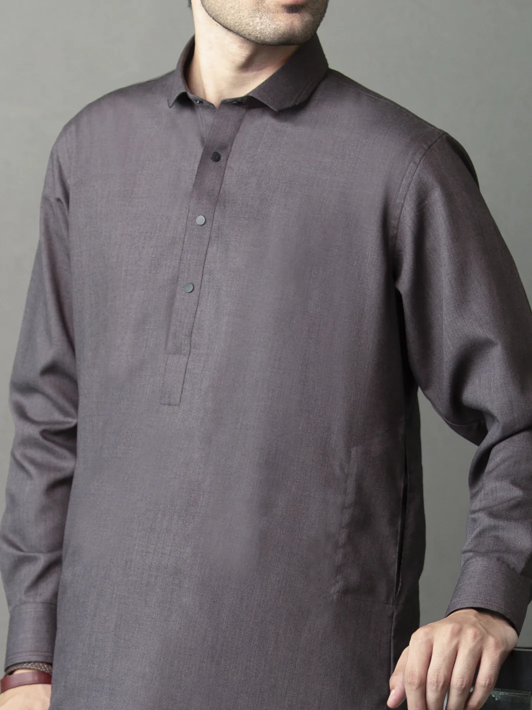 Grey Blended Kameez Shalwar - ALWA-KS-261 - Image 2