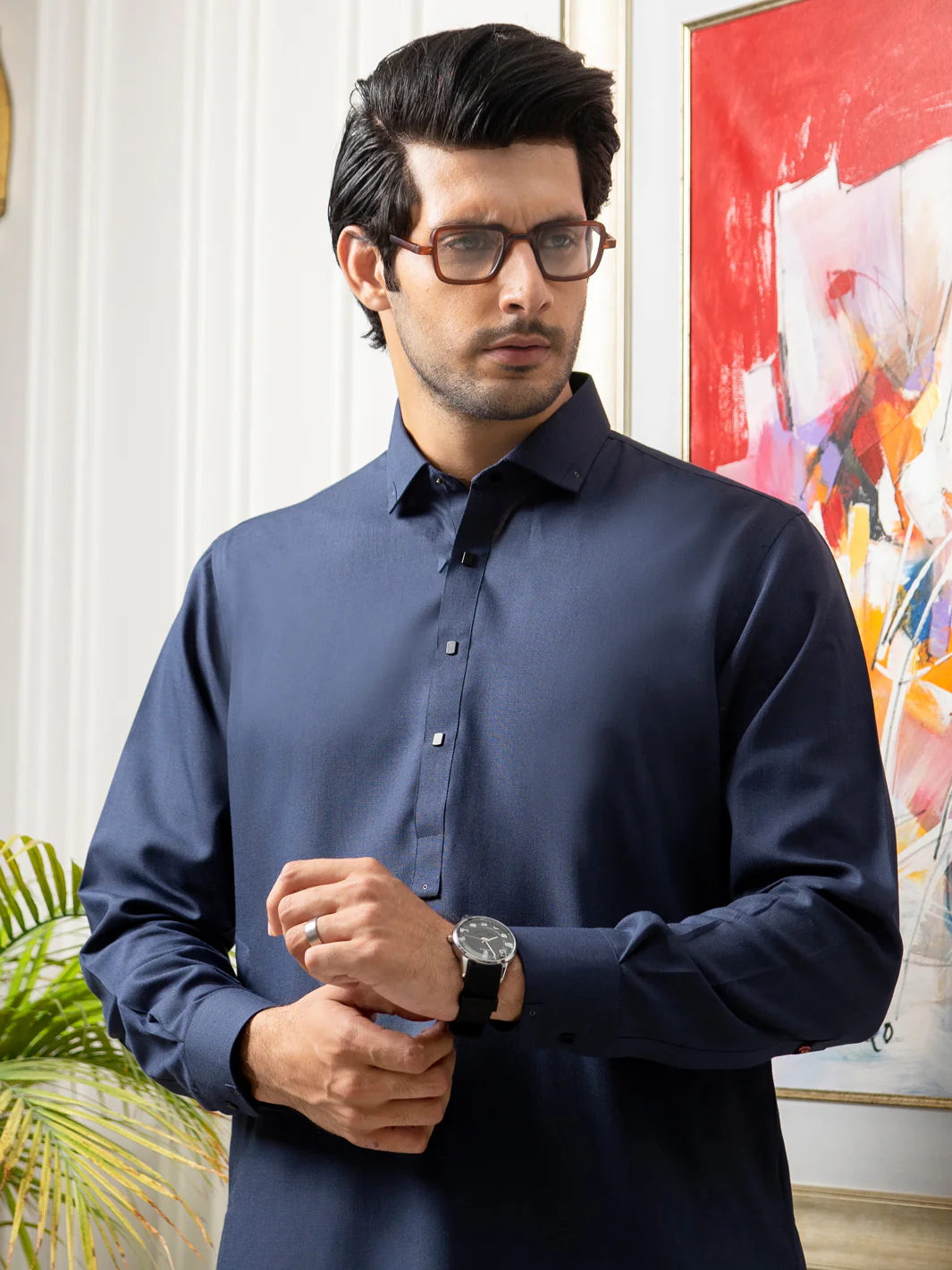 Blue Blended Kameez Shalwar - ALWA-KS-273 - Image 2