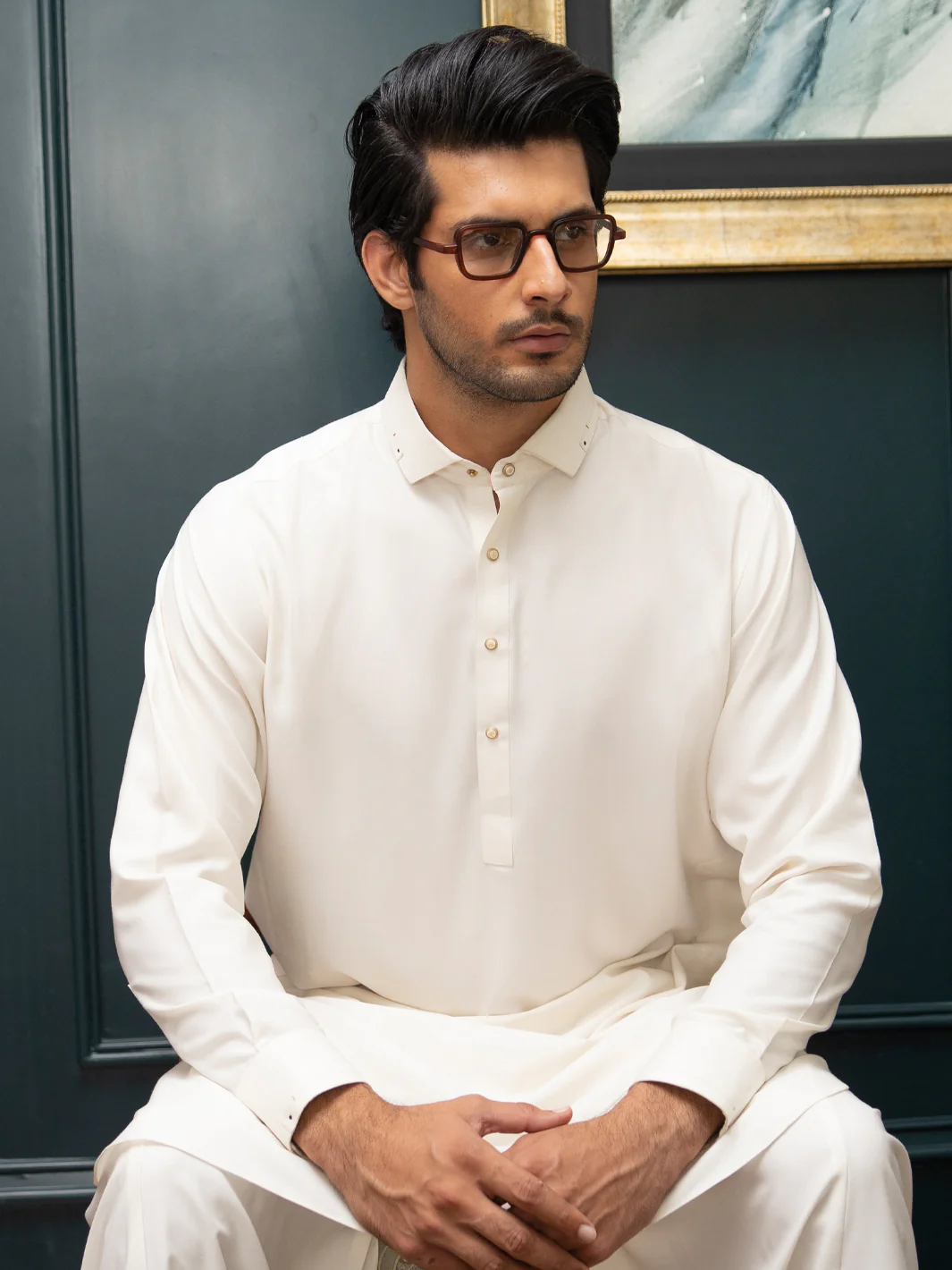 Off White Blended Kameez Shalwar - ALWA-KS-274 - Image 2