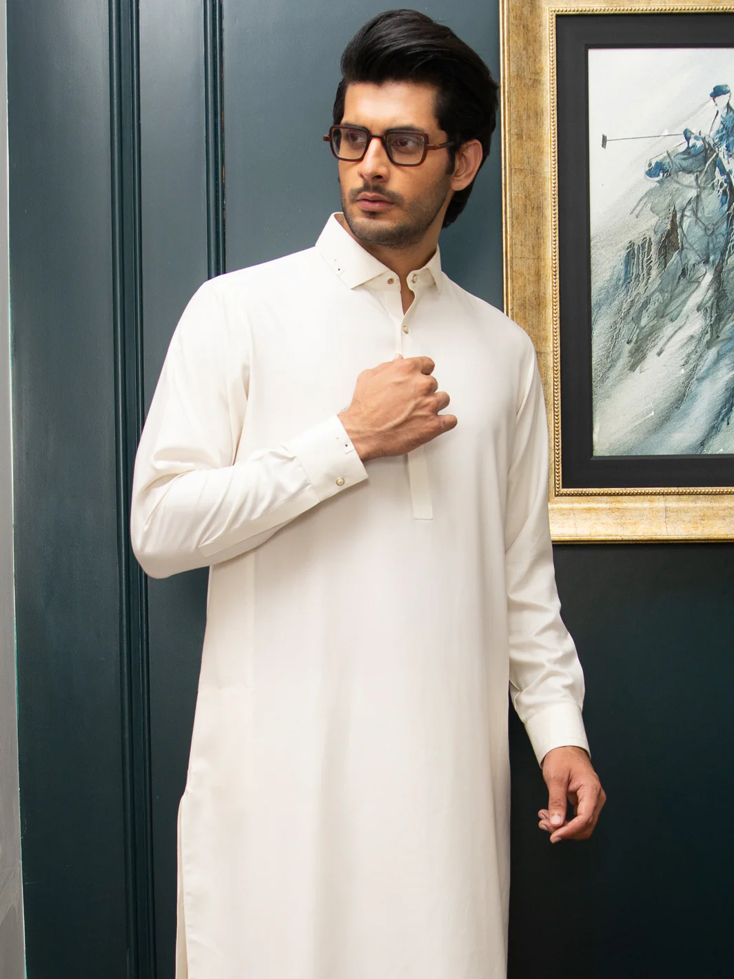 Off White Blended Kameez Shalwar - ALWA-KS-274 - Image 4