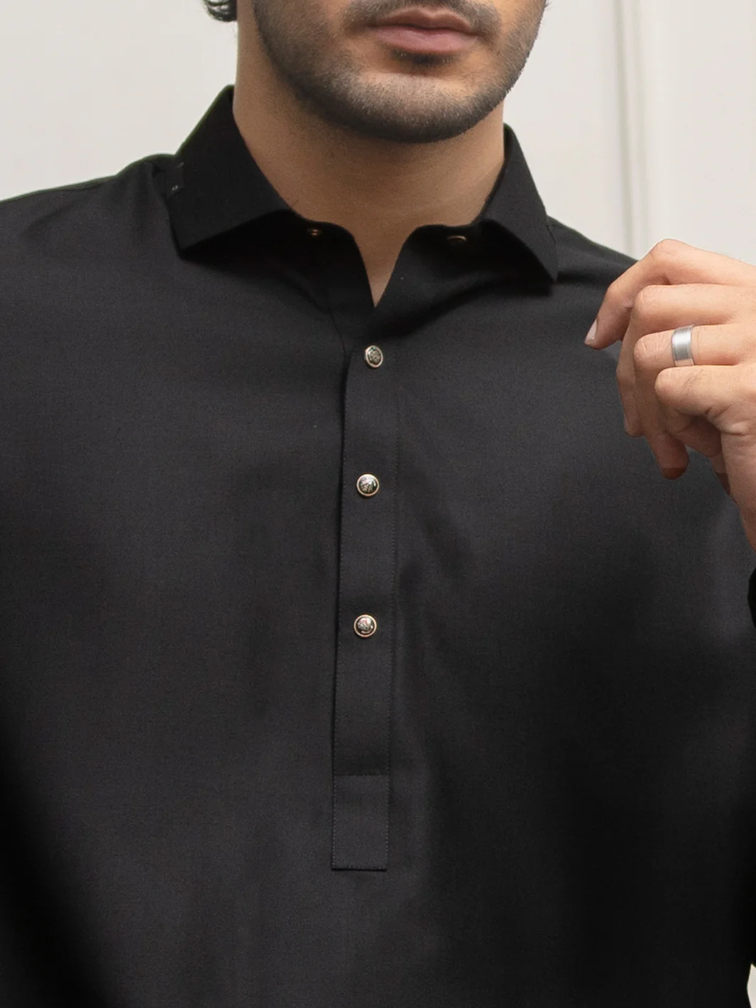 Black Blended Kameez Shalwar - ALWA-KS-275 - Image 2