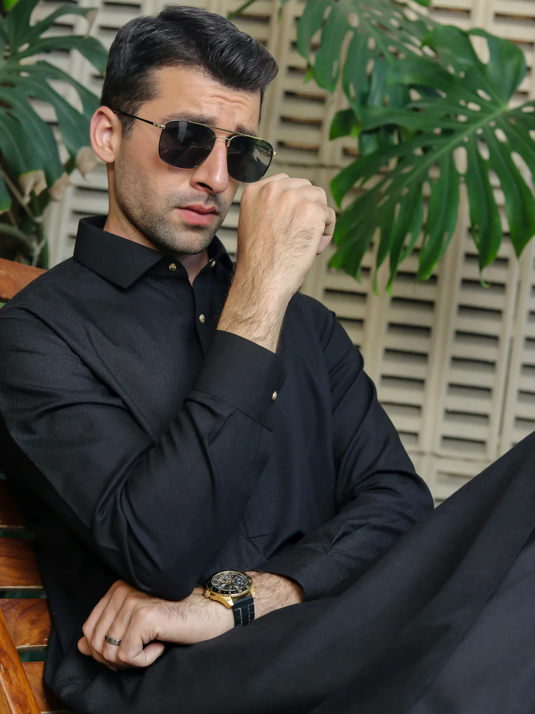 Black Kameez Shalwar - ALWA-KS-284 - Image 2