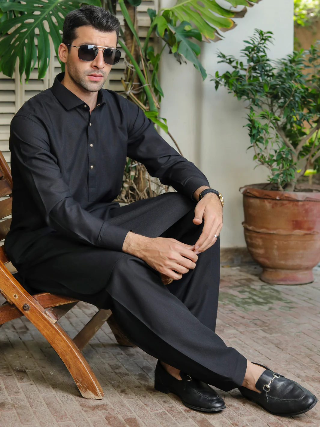 Black Kameez Shalwar - ALWA-KS-284 - Image 3