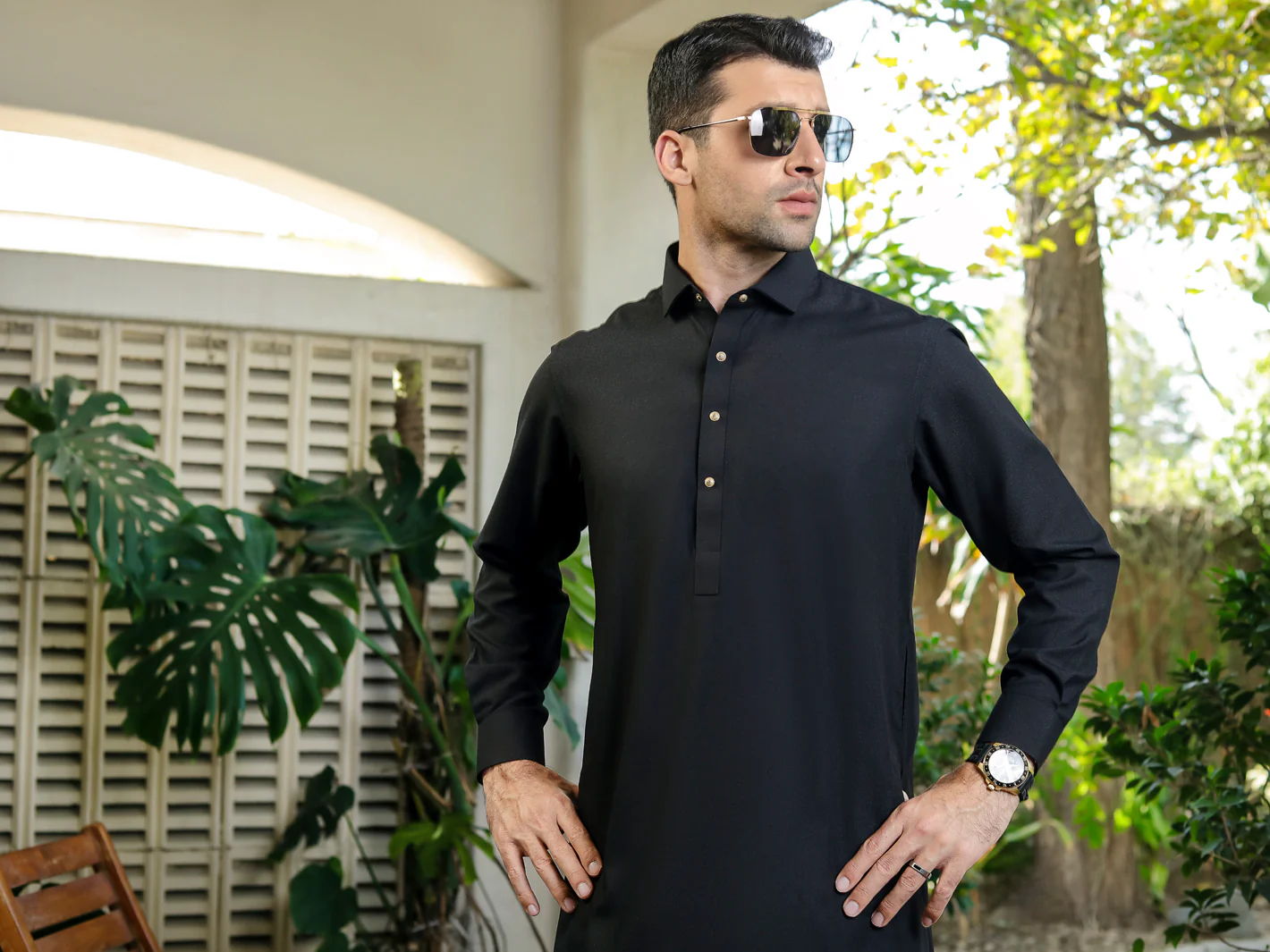 Black Kameez Shalwar - ALWA-KS-284 - Image 4