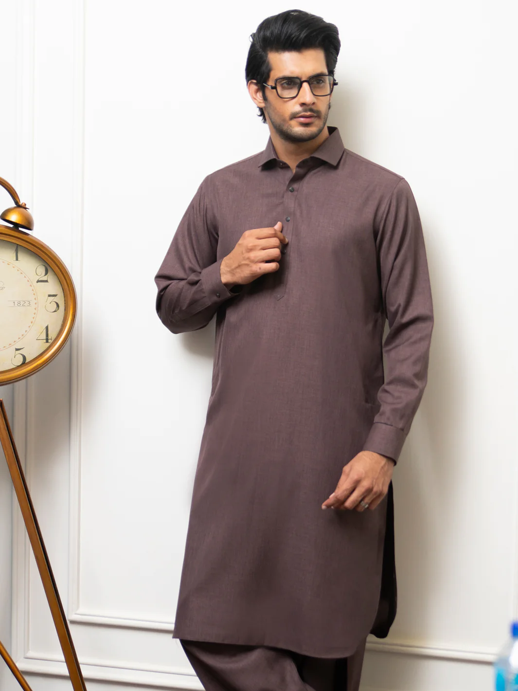 Brown Blended Kameez Shalwar - ALWA-KS-286 - Image 3