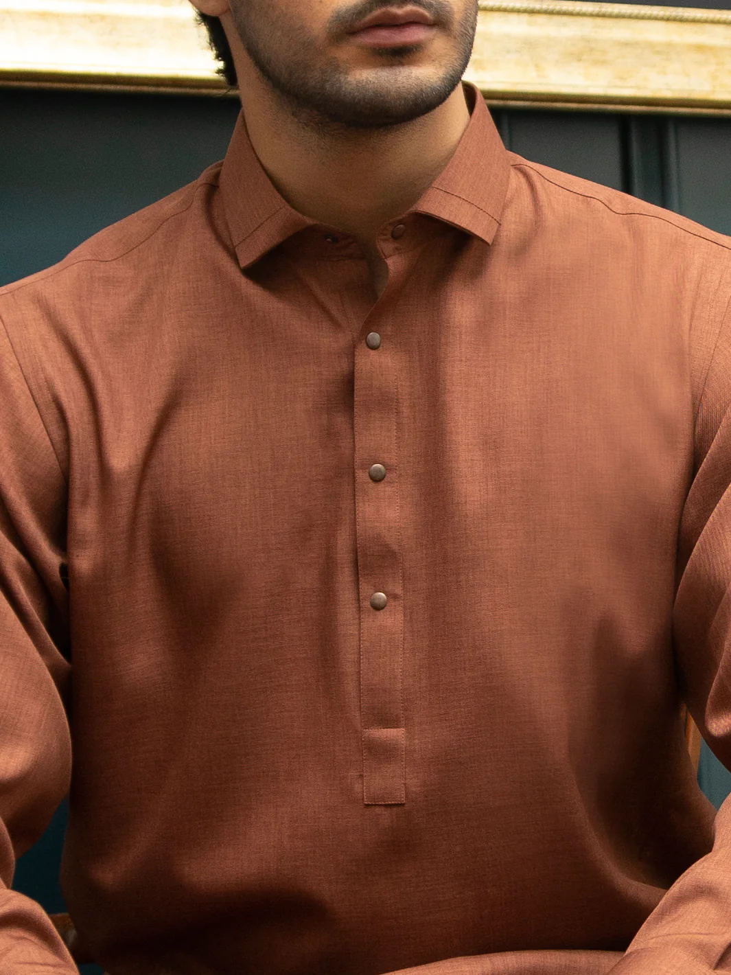 Rust Blended Kameez Shalwar - ALWA-KS-294 - Image 3