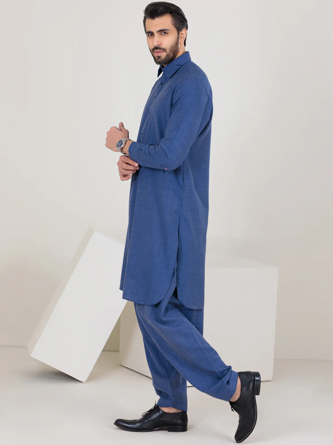 Blue Blended Kameez Shalwar - ALWA-KS-297 - Image 2