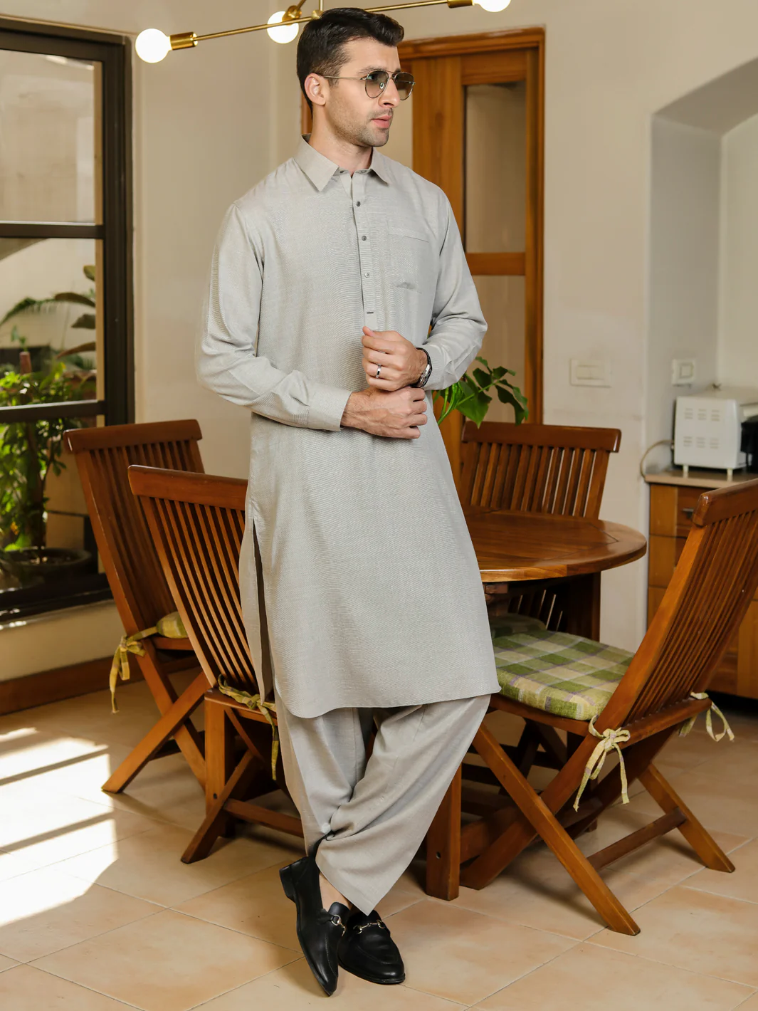 Ash Grey Kameez Shalwar - ALWA-KS-298 - Image 3