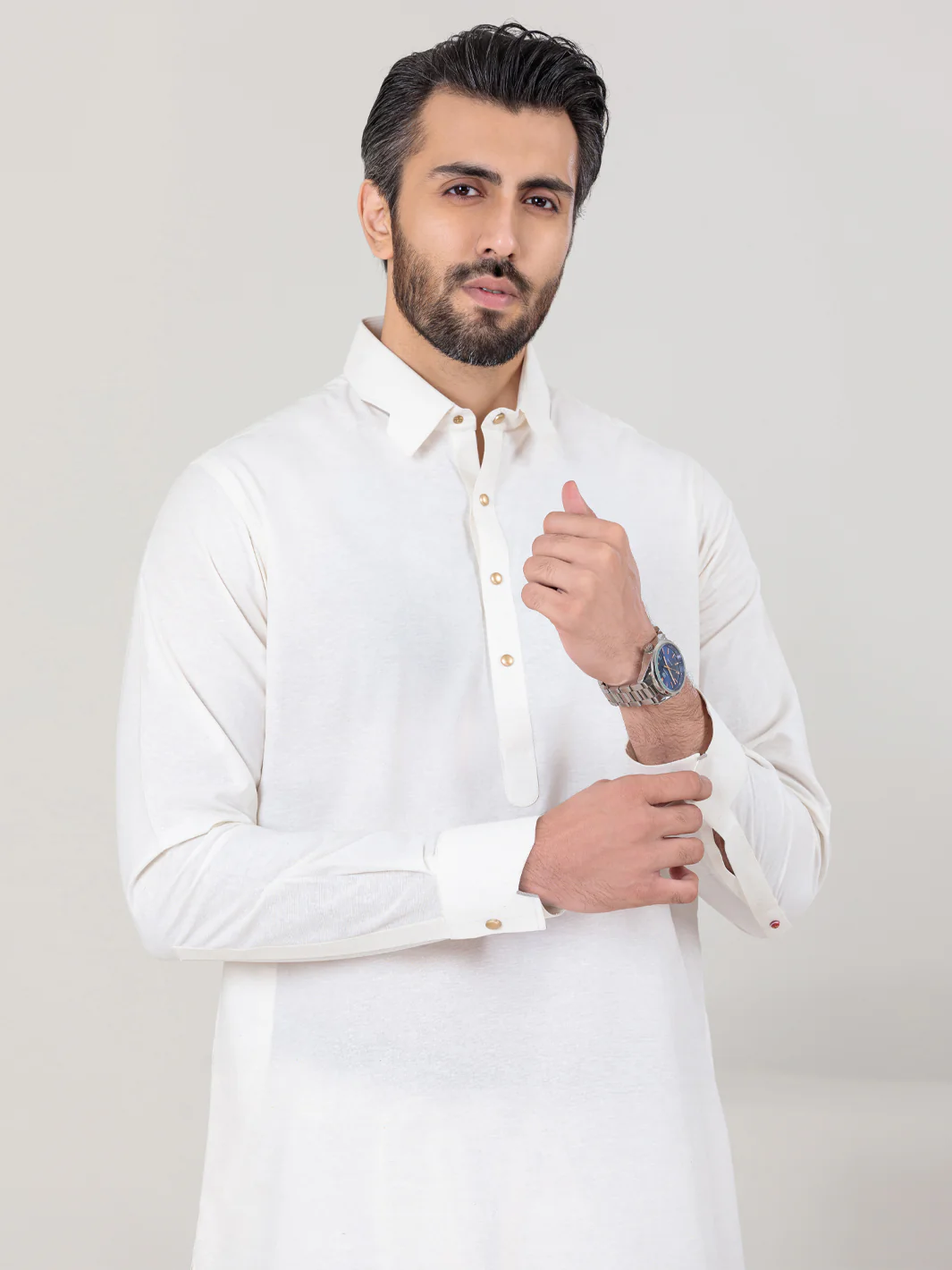Off White Blended Kameez Shalwar - ALWA-KS-301 - Image 3