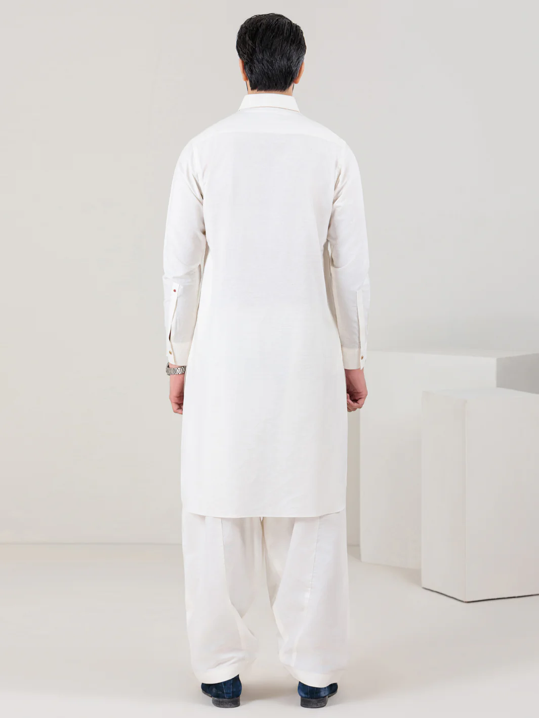 Off White Blended Kameez Shalwar - ALWA-KS-301 - Image 4