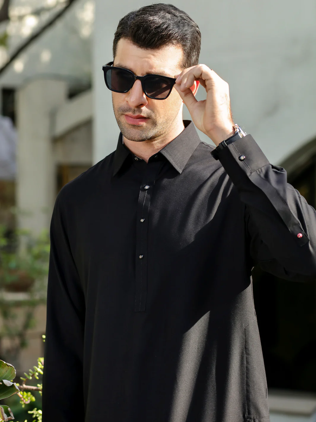 Black Blended Kameez Shalwar - ALWA-KS-307 - Image 3