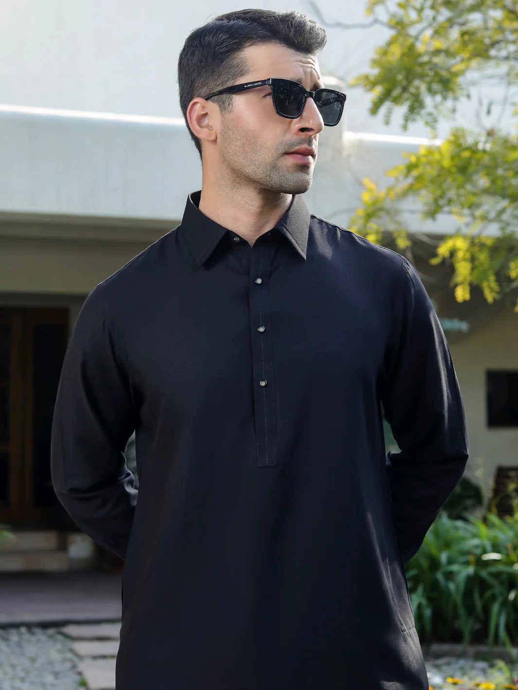 Black Blended Kameez Shalwar - ALWA-KS-307 - Image 5