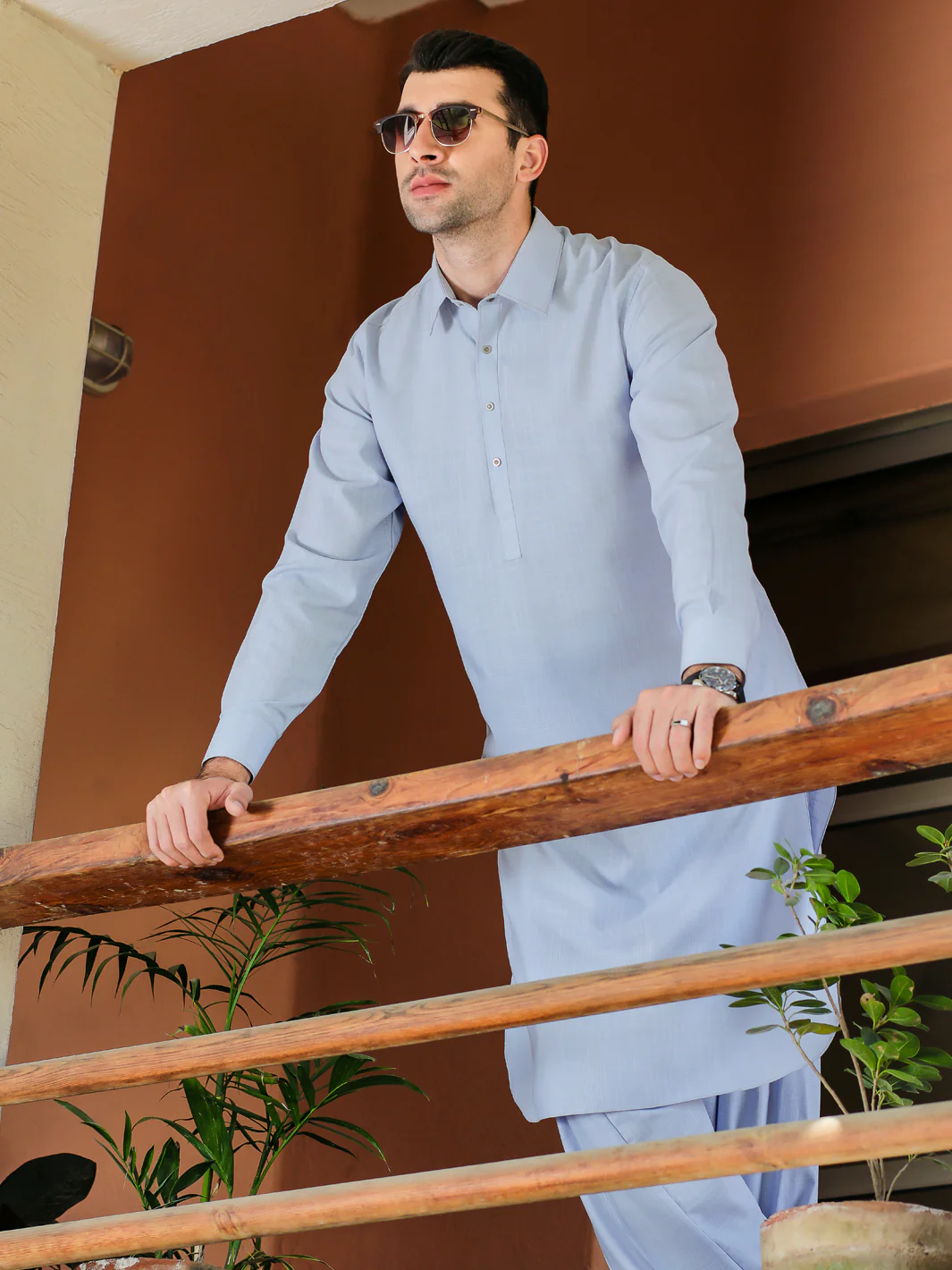 Light Blue Kameez Shalwar - ALWA-KS-308 - Image 2