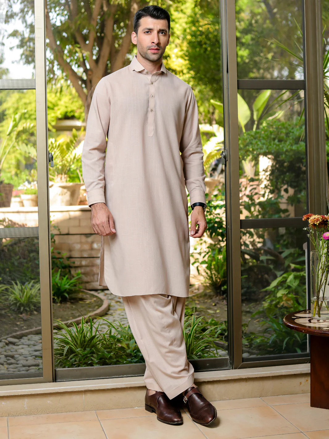 Beige Kameez Shalwar - ALWA-KS-309 - Image 4
