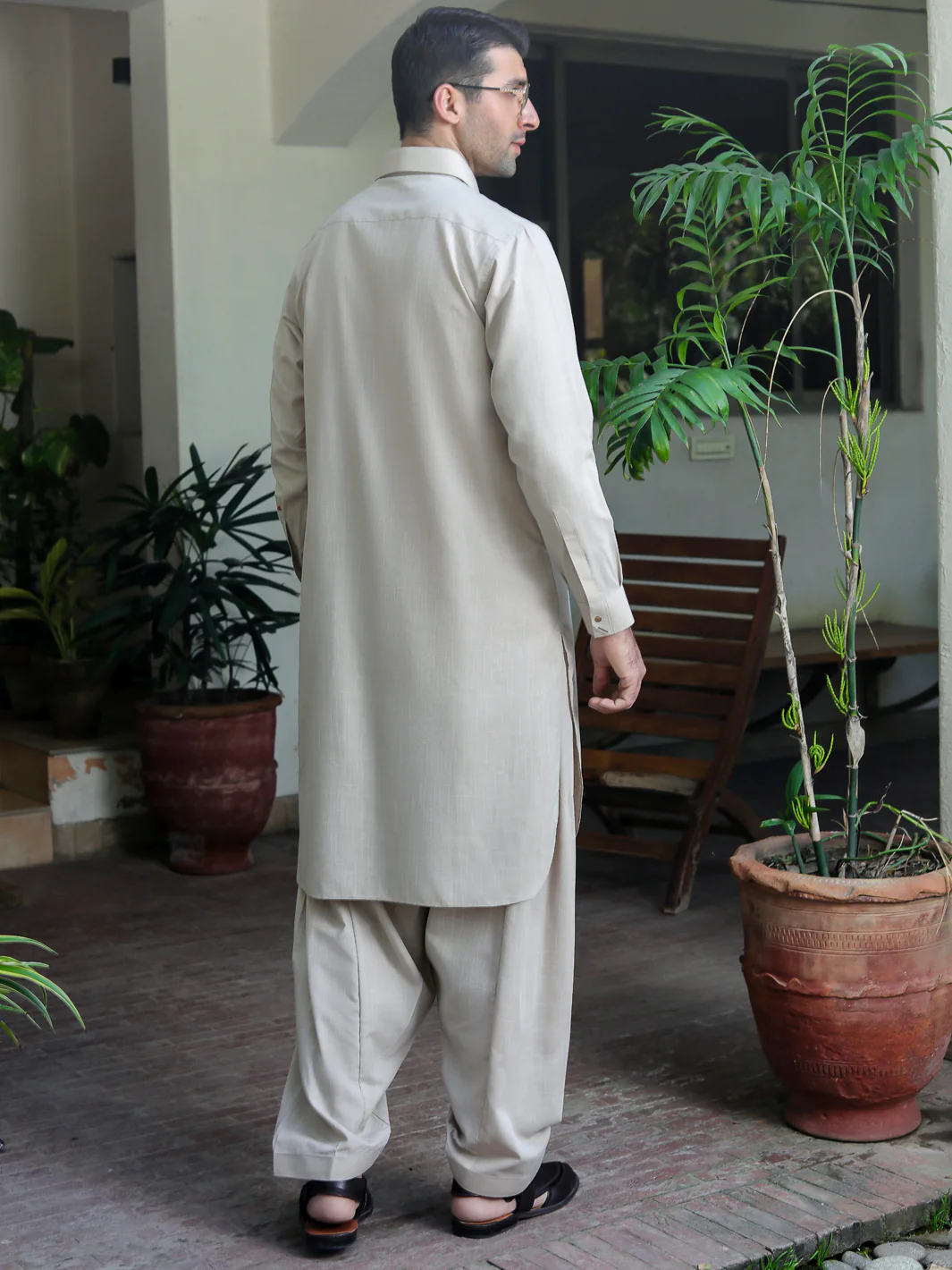 Beige Kameez Shalwar - ALWA-KS-313 - Image 5