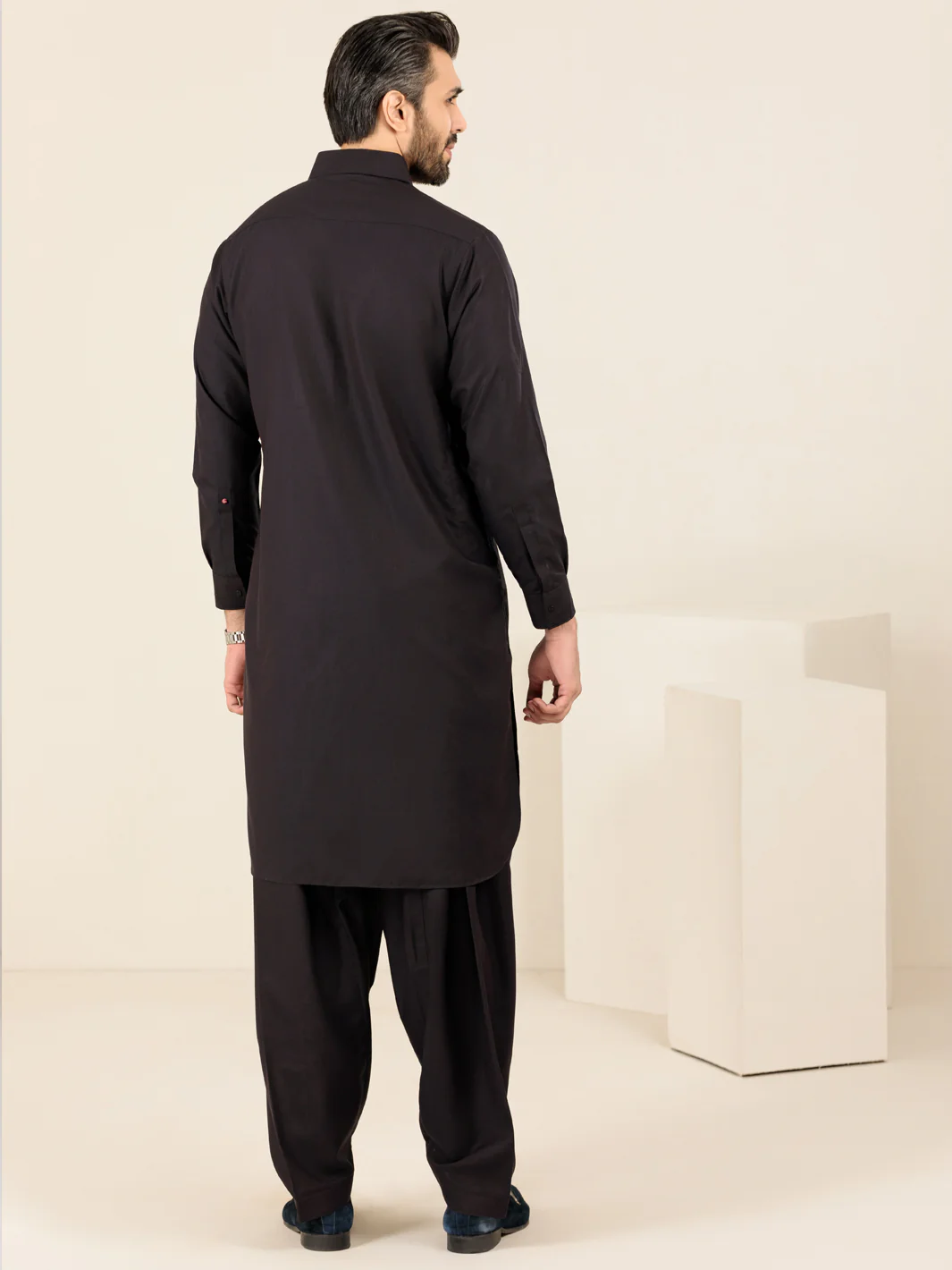 Dark Brown Blended Kameez Shalwar - ALWA-KS-318 - Image 3