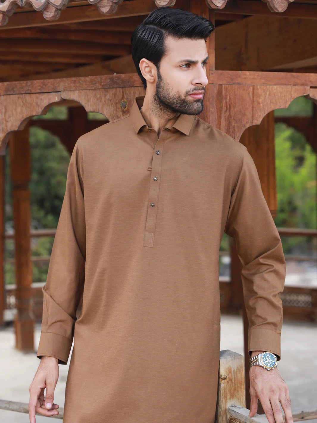 Brown Blended Kameez Shalwar - ALWA-KS-320 - Image 2
