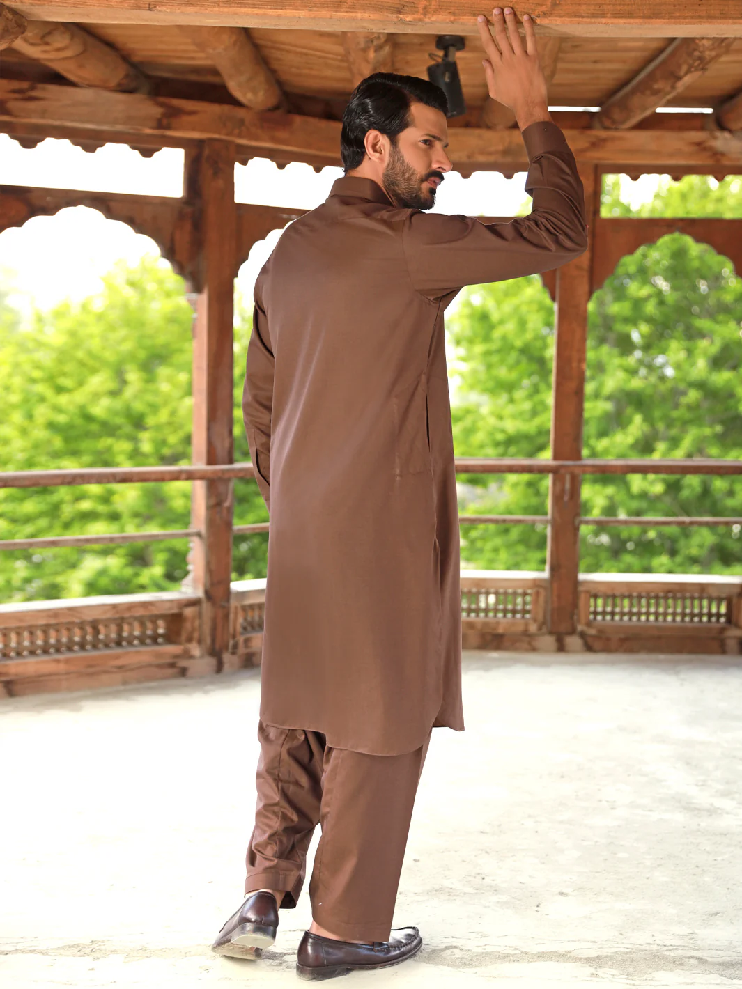 Brown Blended Kameez Shalwar - ALWA-KS-328 - Image 5