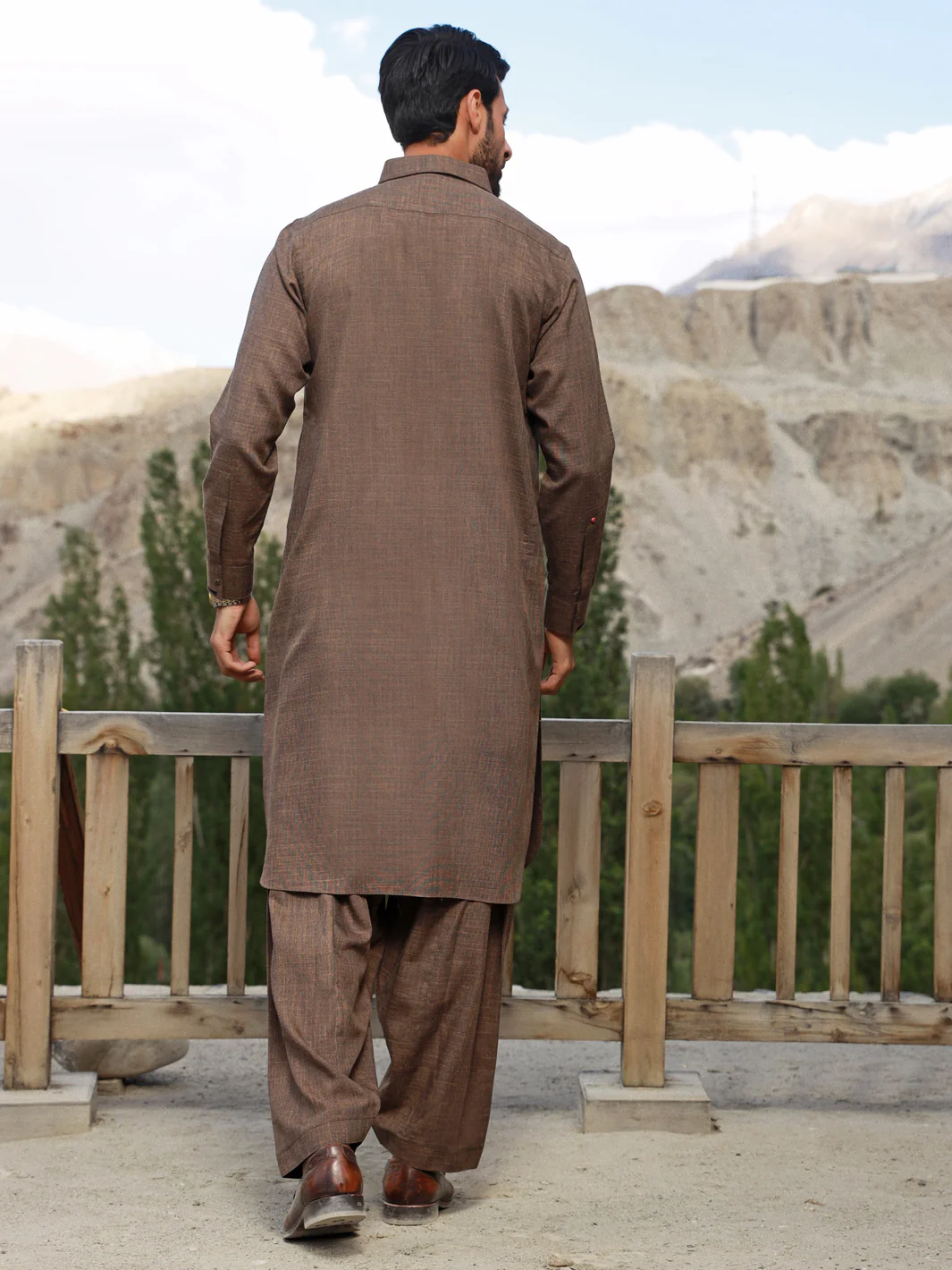 Brown Blended Kameez Shalwar - ALWA-KS-329 - Image 2