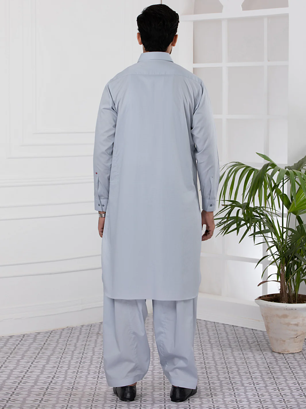 Light Blue Blended Kameez Shalwar - ALWA-KS-333 - Image 4