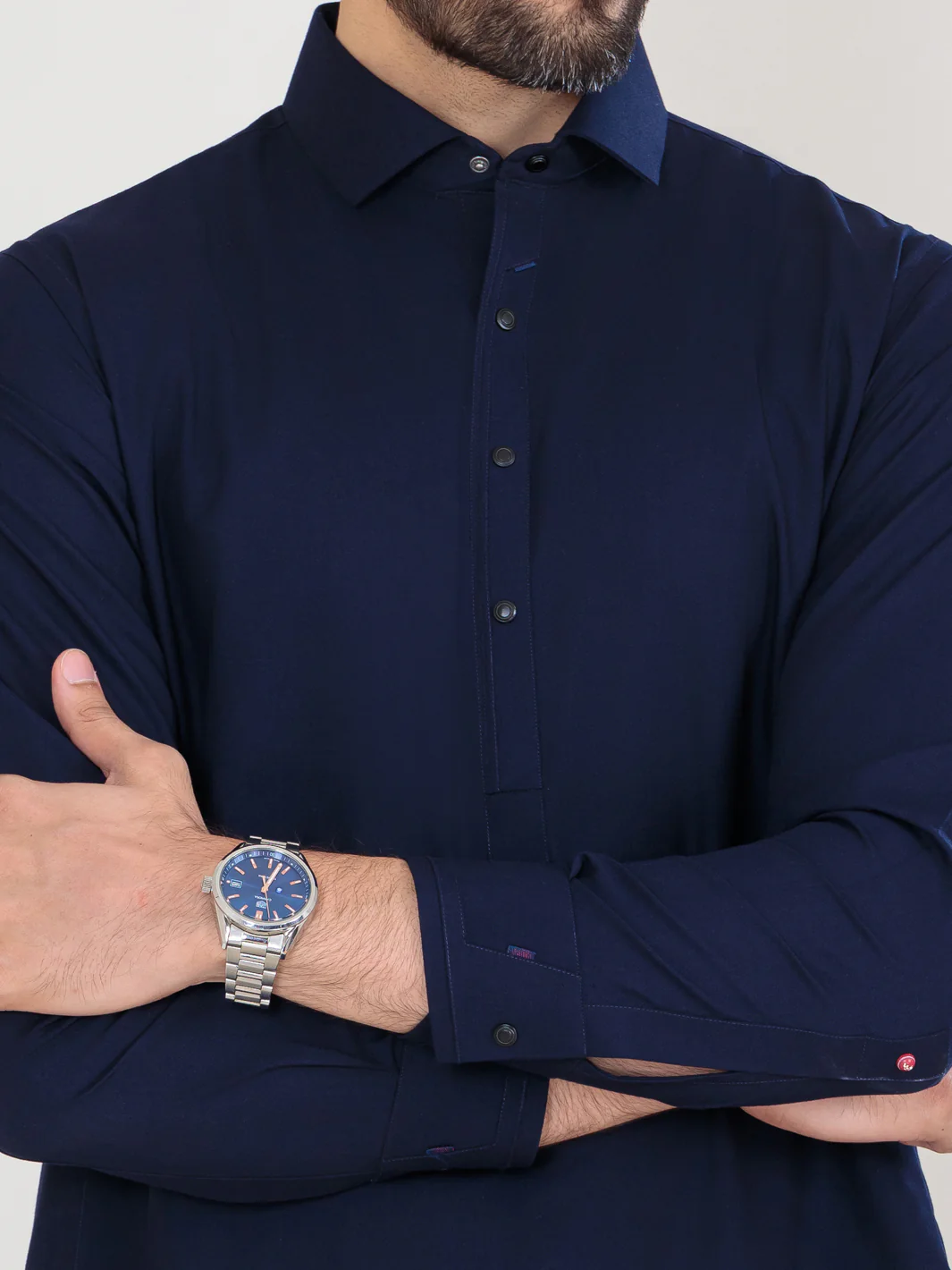 Navy Blue Blended Kameez Shalwar - ALWA-KS-350 - Image 2