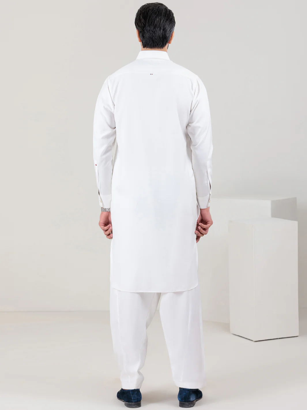 White Blended Kameez Shalwar - ALWA-KS-351 - Image 3
