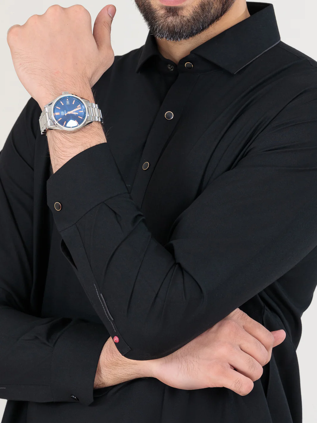 Black Blended Kameez Shalwar - ALWA-KS-356 - Image 3