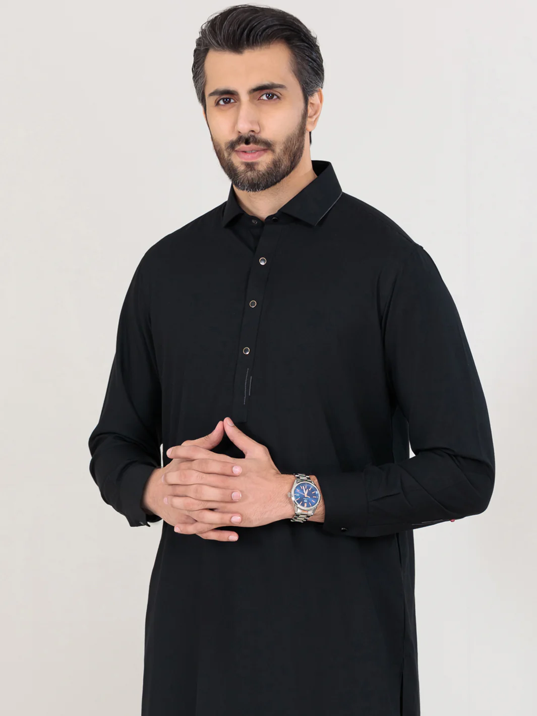 Black Blended Kameez Shalwar - ALWA-KS-356 - Image 5