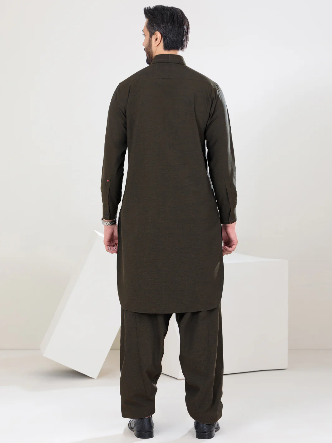 Green Blended Kameez Shalwar - ALWA-KS-357 - Image 2