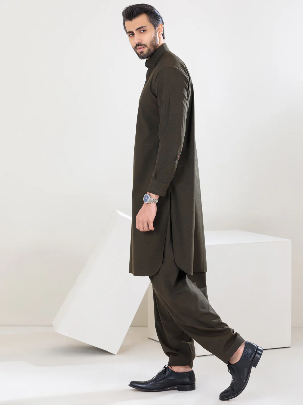 Green Blended Kameez Shalwar - ALWA-KS-357 - Image 4