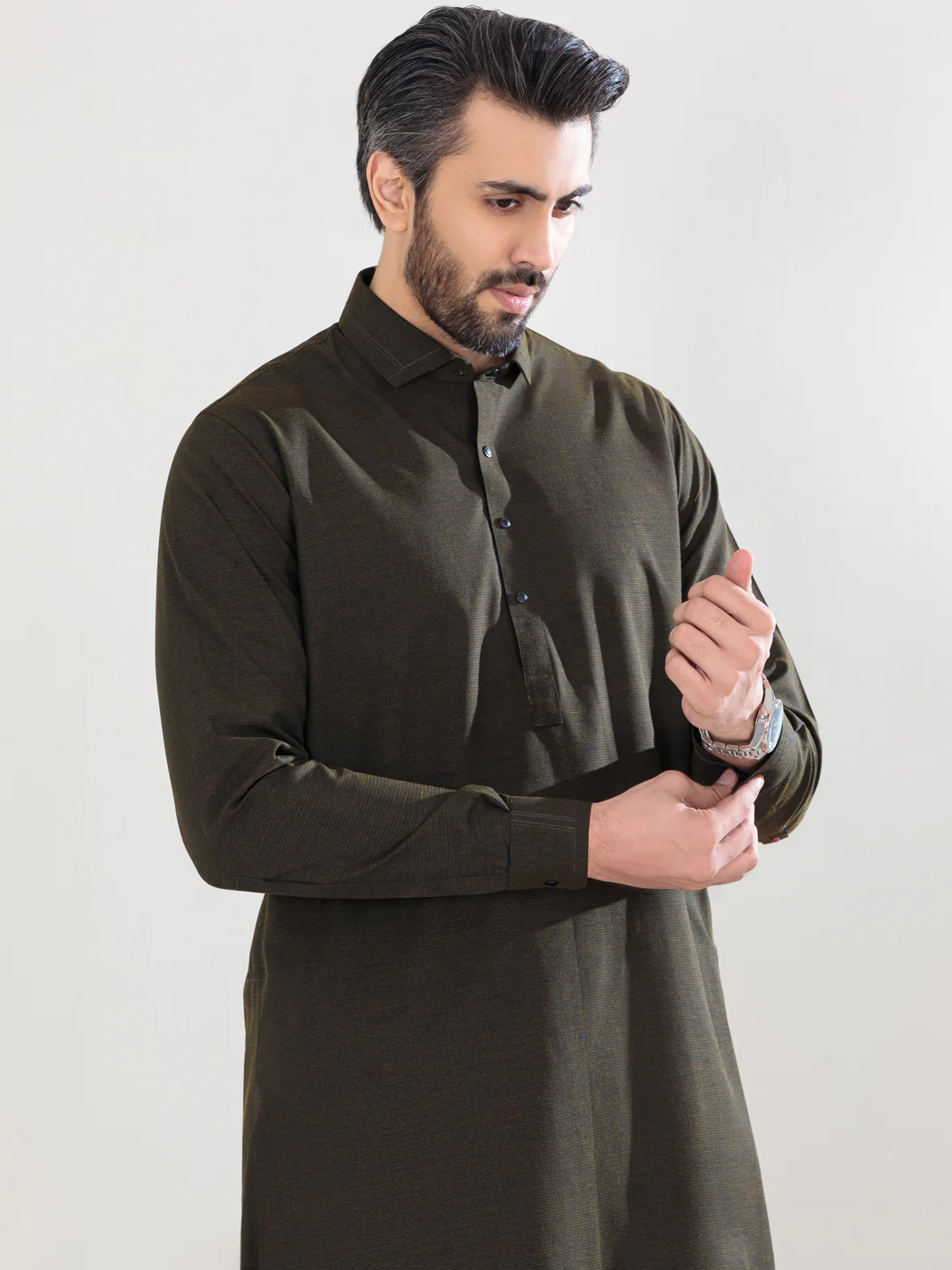 Green Blended Kameez Shalwar - ALWA-KS-357 - Image 5