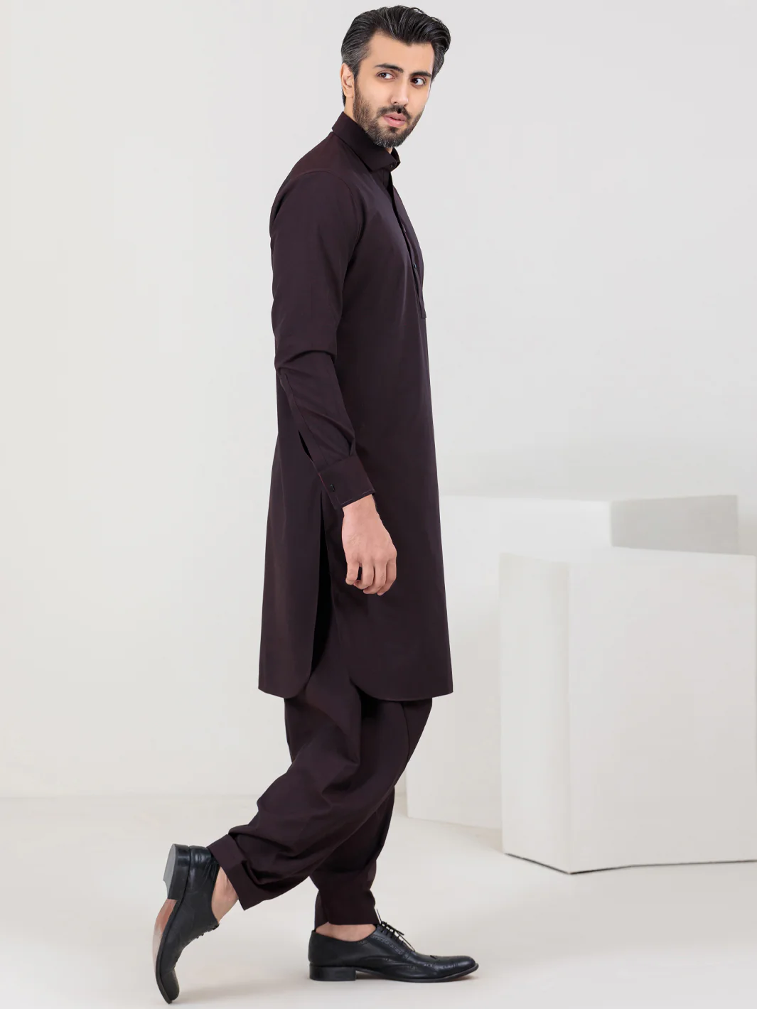 Maroon Blended Kameez Shalwar - ALWA-KS-358A - Image 2