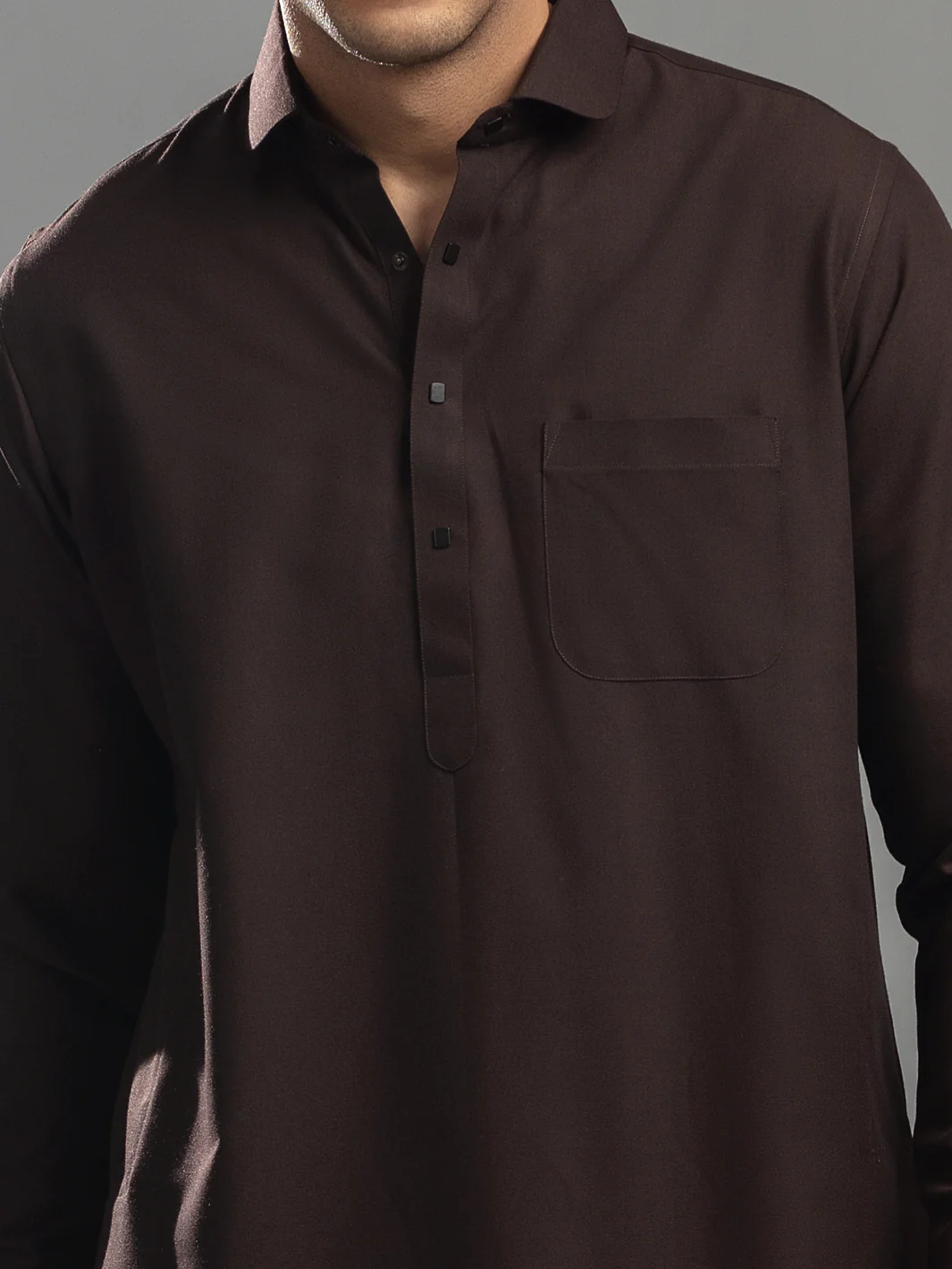 Brown Blended Kameez Shalwar - ALWA-KS-363 - Image 2