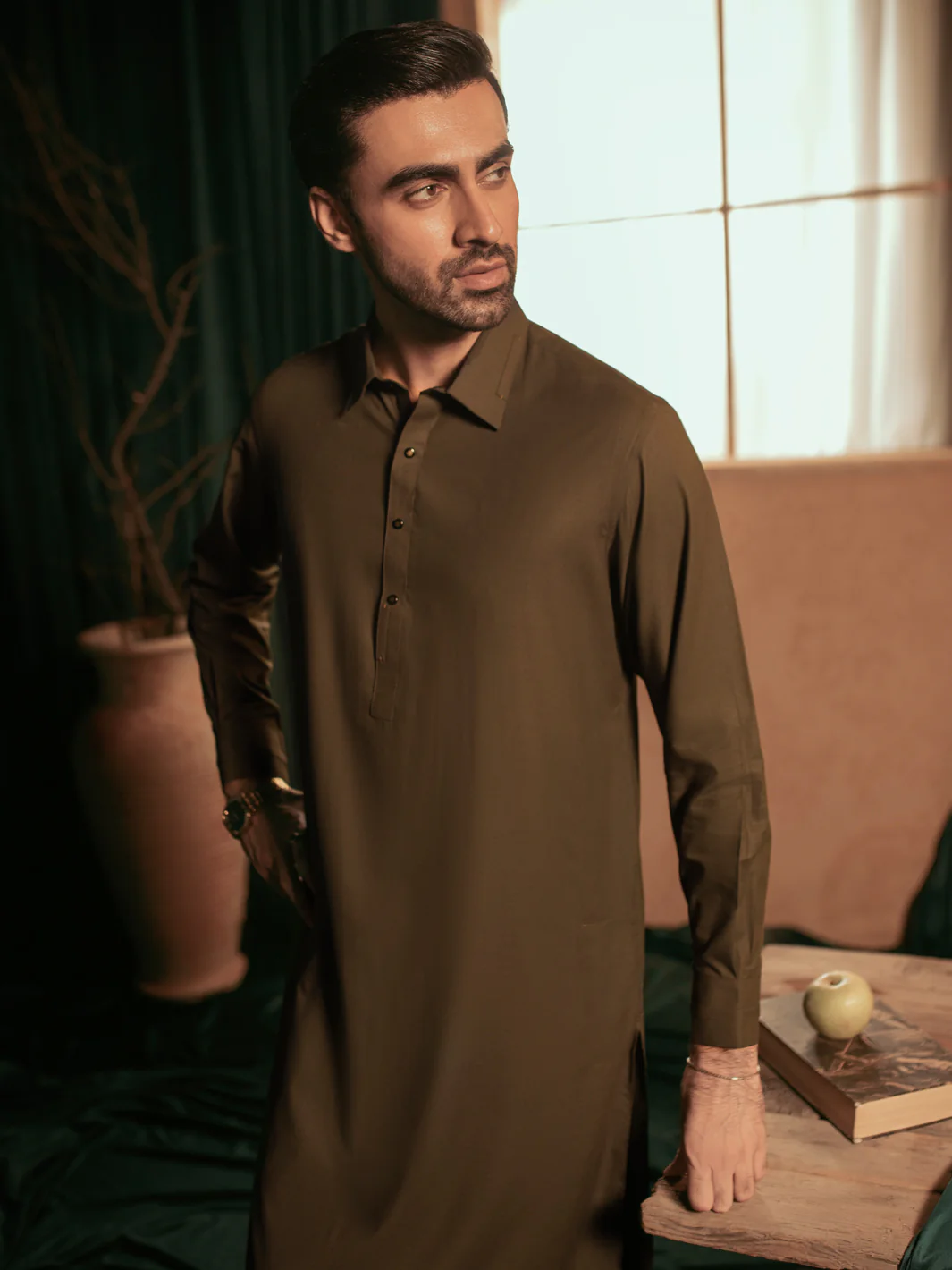 Grey Blended Kameez Shalwar - ALWA-KS-392 - Image 2