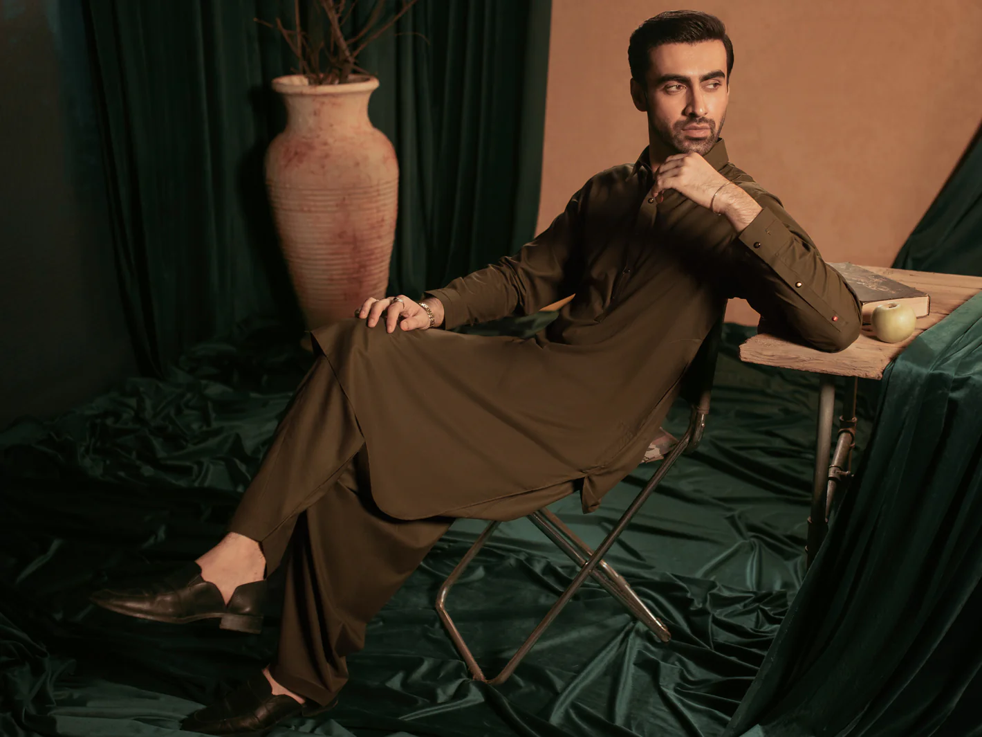 Grey Blended Kameez Shalwar - ALWA-KS-392 - Image 4