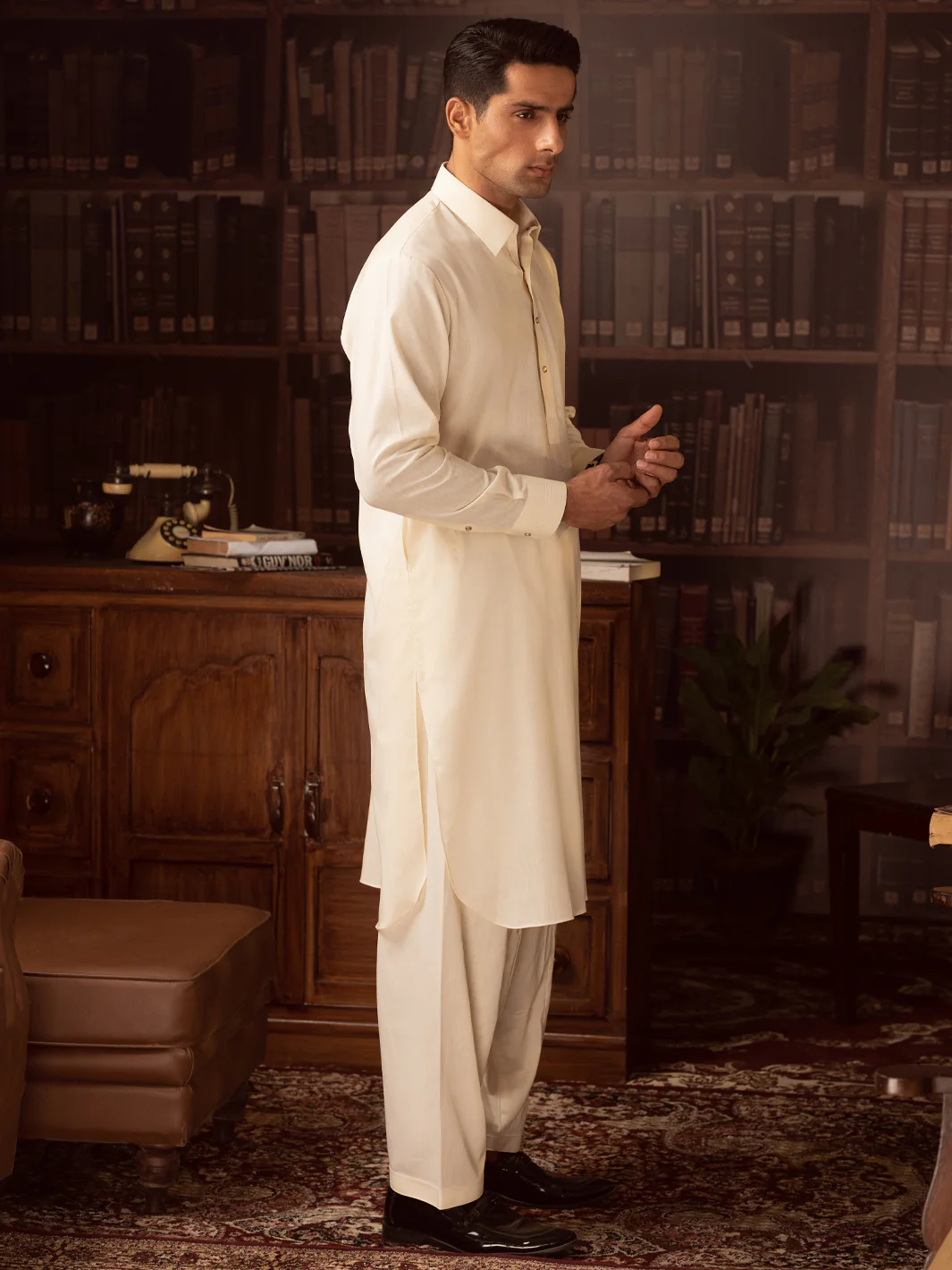 Off White Kameez Shalwar - ALWA-KS-396 - Image 2
