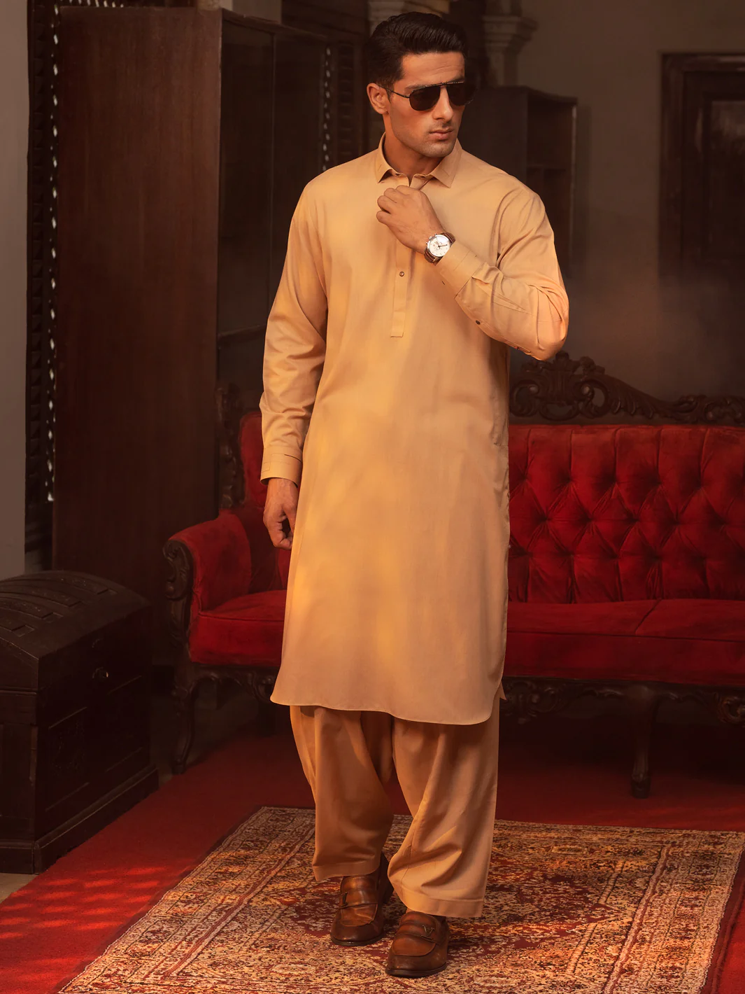 Beige Kameez Shalwar - ALWA-KS-401