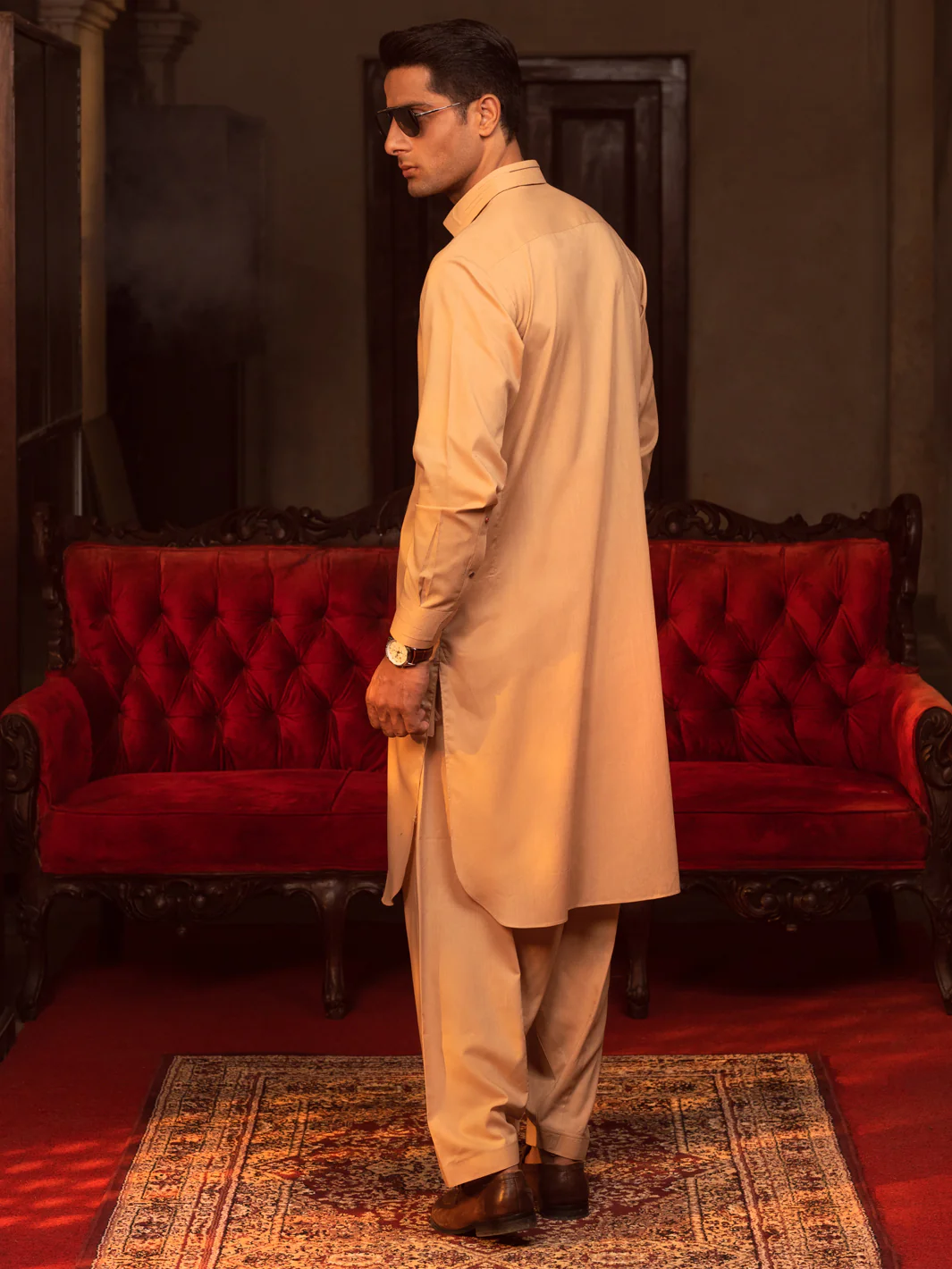 Beige Kameez Shalwar - ALWA-KS-401 - Image 2