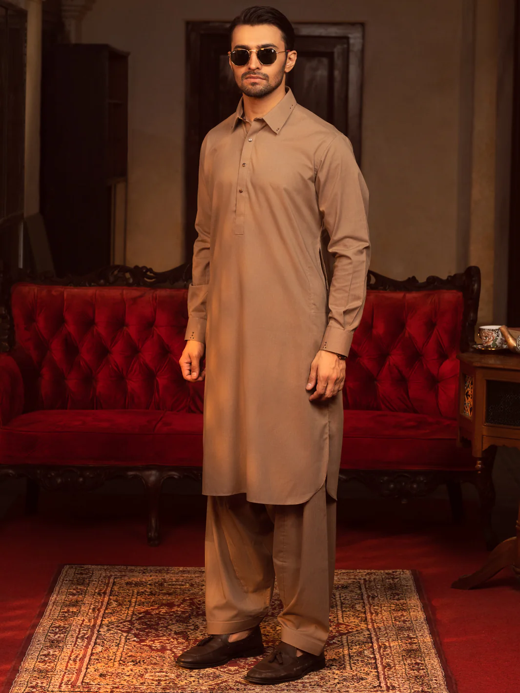 Brown Kameez Shalwar - ALWA-KS-402