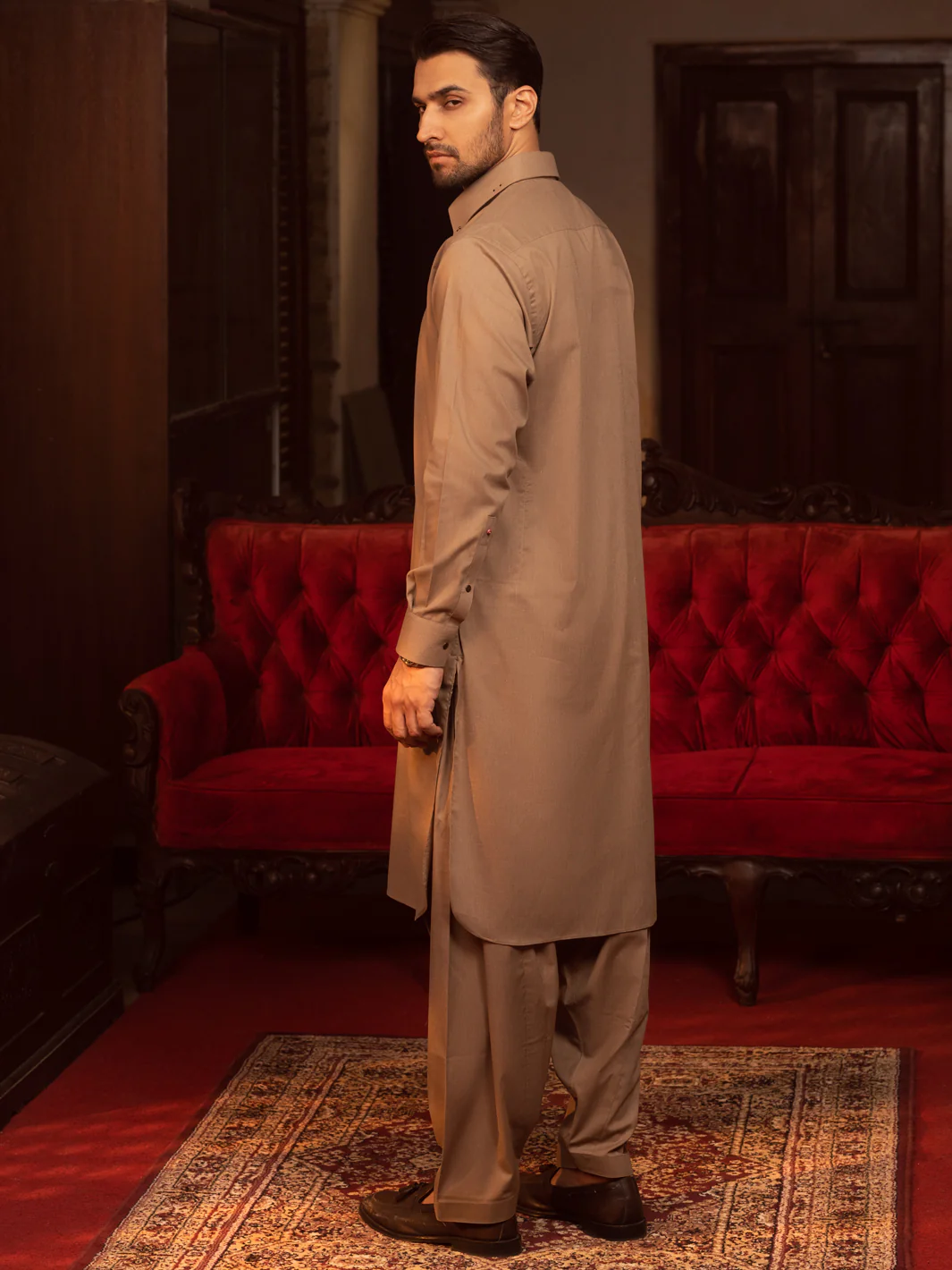 Brown Kameez Shalwar - ALWA-KS-402 - Image 2