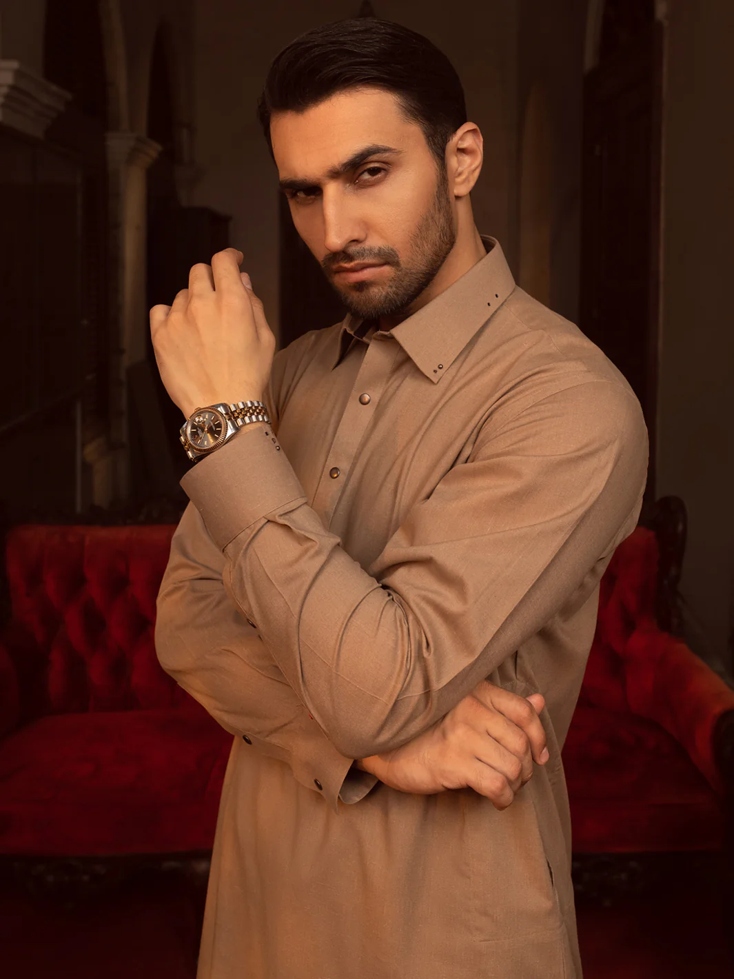 Brown Kameez Shalwar - ALWA-KS-402 - Image 5