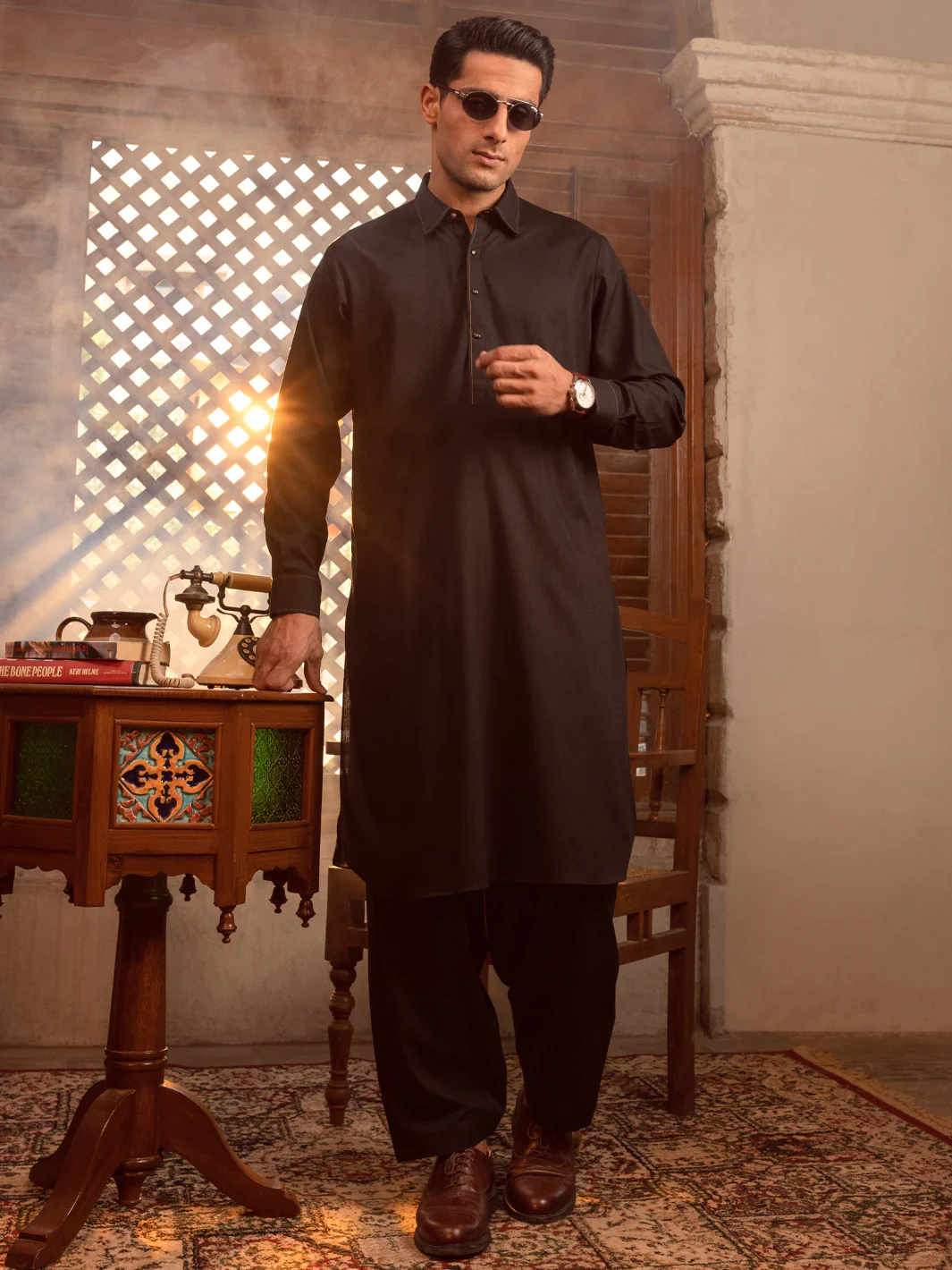 Black Kameez Shalwar - ALWA-KS-404